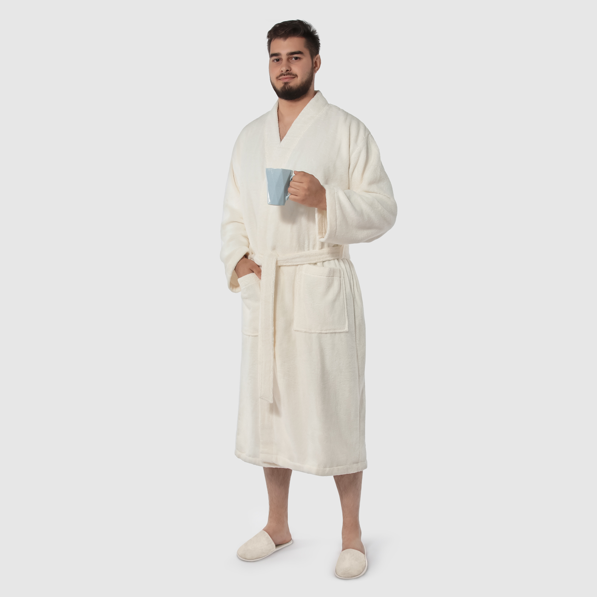 Мужской халат Maisonette Parla кремовый XL халат мужской asil sauna brown xl вафельный с капюшоном