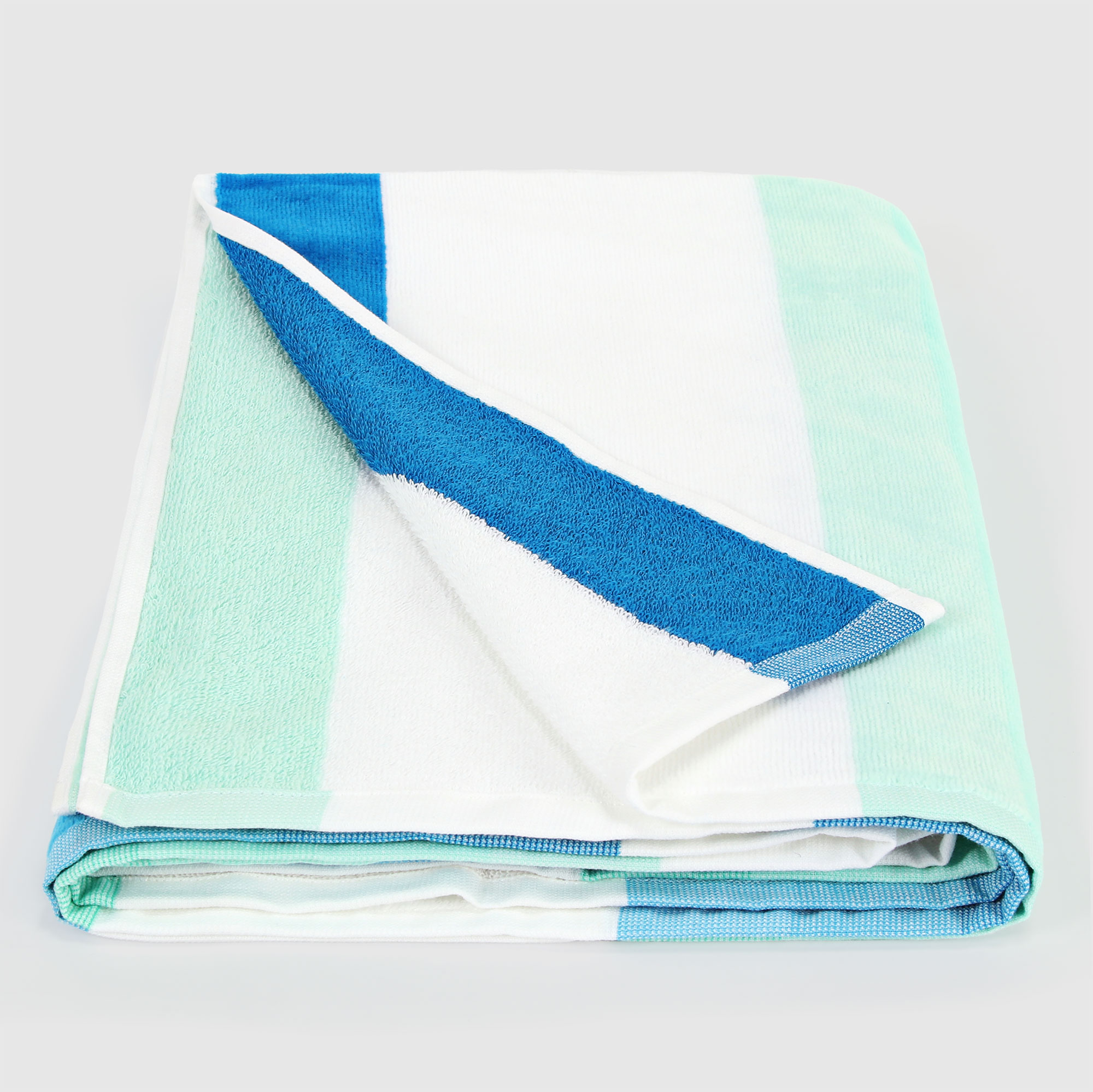 Пляжное полотенце Maisonette Tinos белое с салатовым и синим 75х150 см