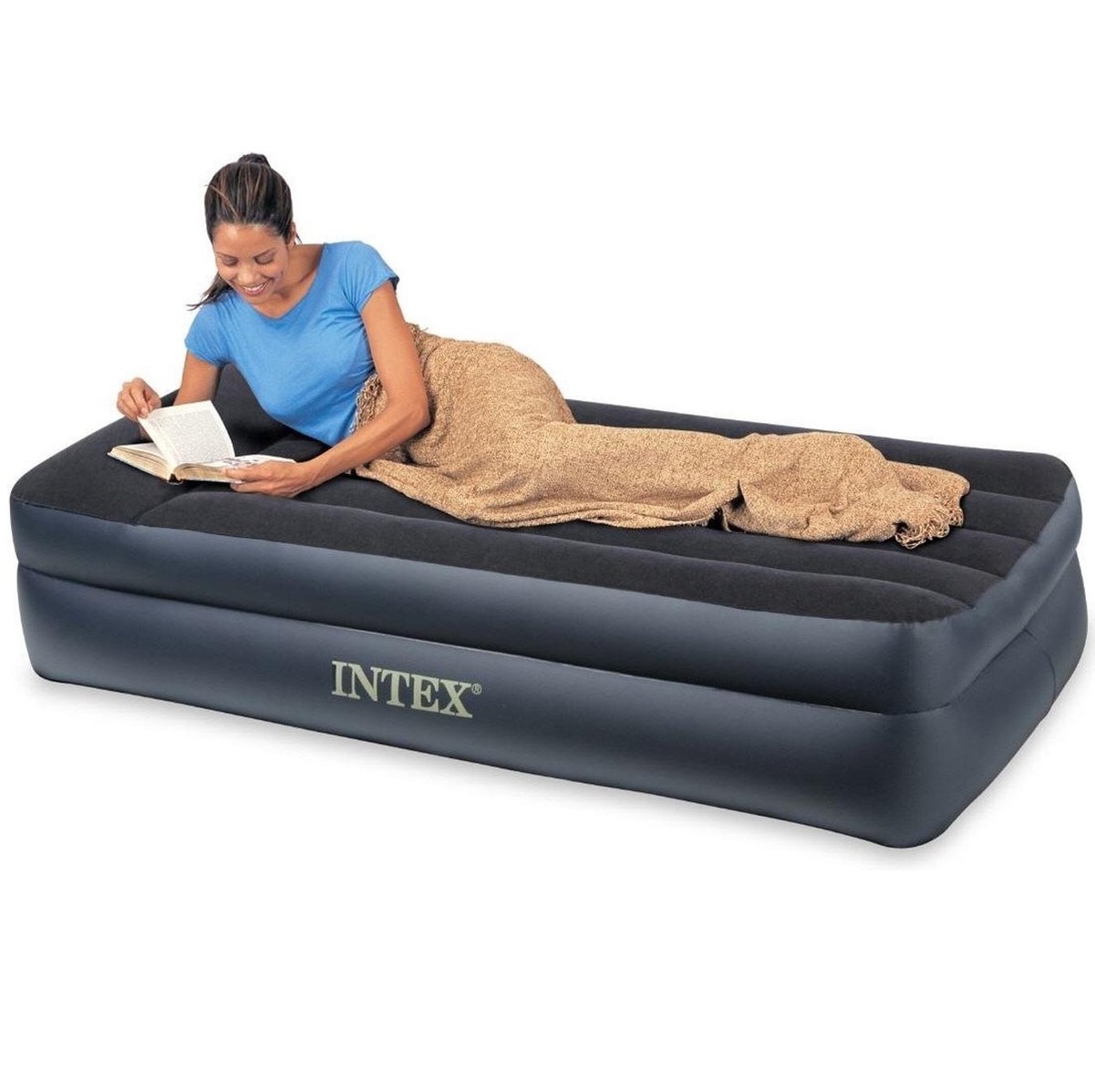 Кровать с подголовником Intex twin с насосом (64122NP), цвет черный - фото 5