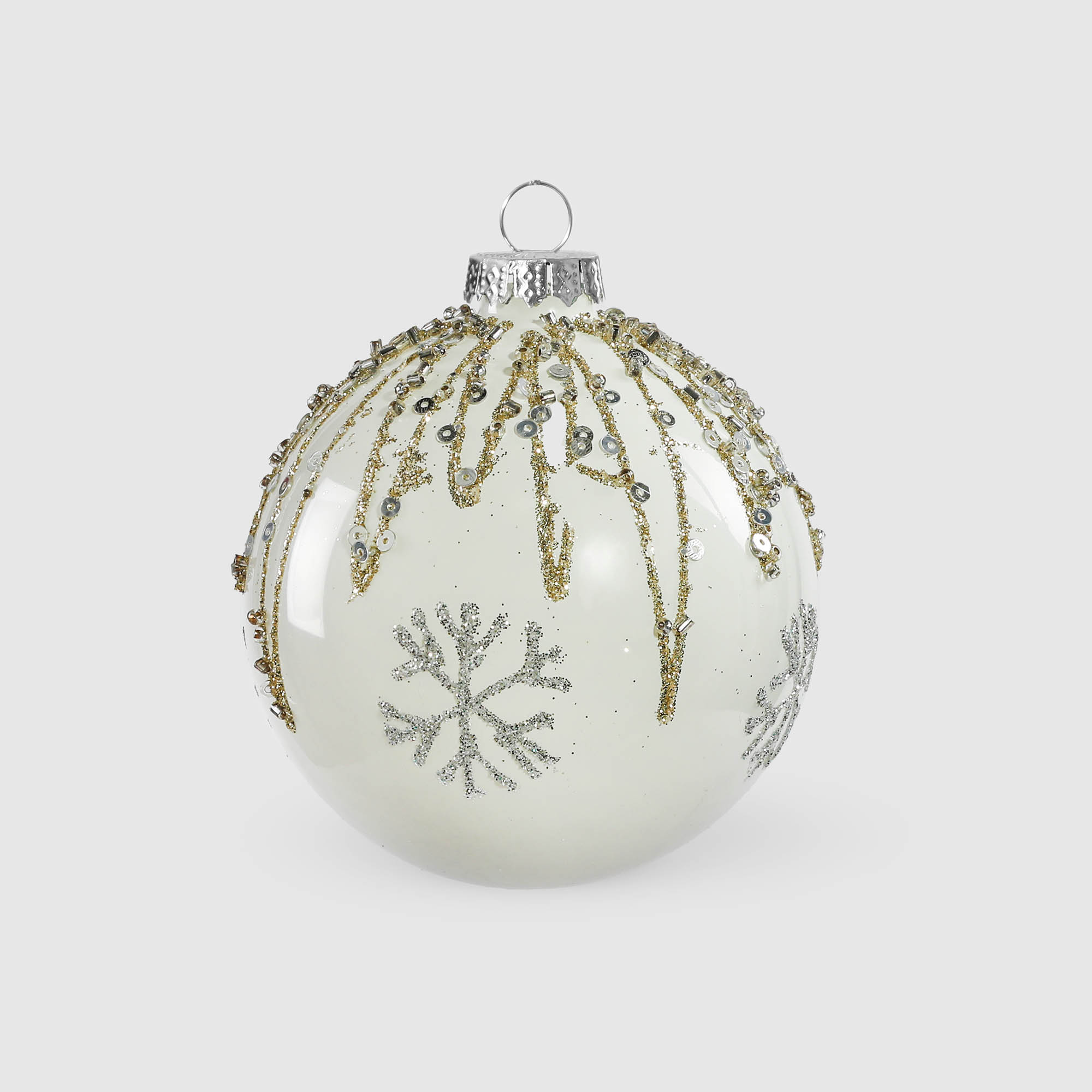 

Шар Yancheng Shiny стеклянный с узором 8 см, Белый