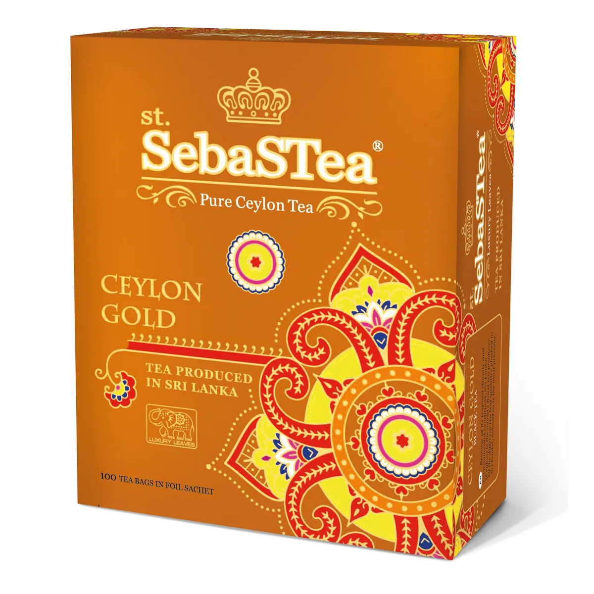 Чай чёрный SebaSTea Ceylon Gold пакетированный, 100х2 г чай heladiv golden ceylon super peko чёрный листовой 100 г
