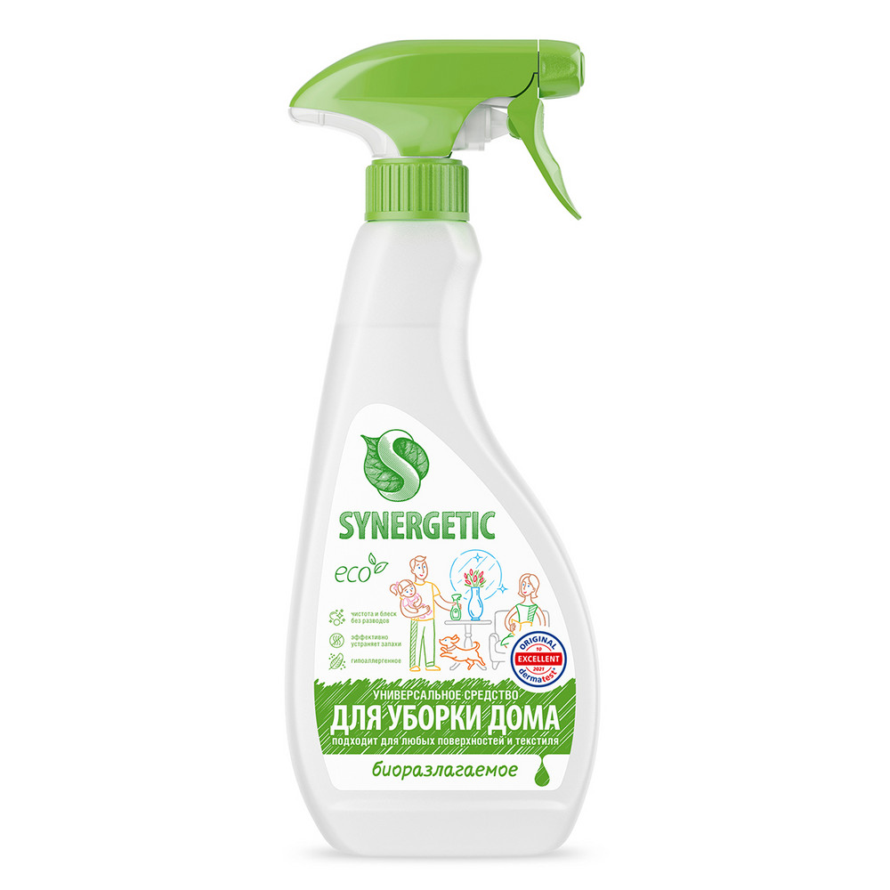 Чистящее средство для уборки дома Synergetic универсальное, гипоаллергенное, 0,5 л (спрей)