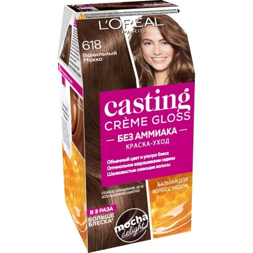 фото Краска для волос loreal casting créme gloss без аммиака, оттенок 618, ванильный мокко