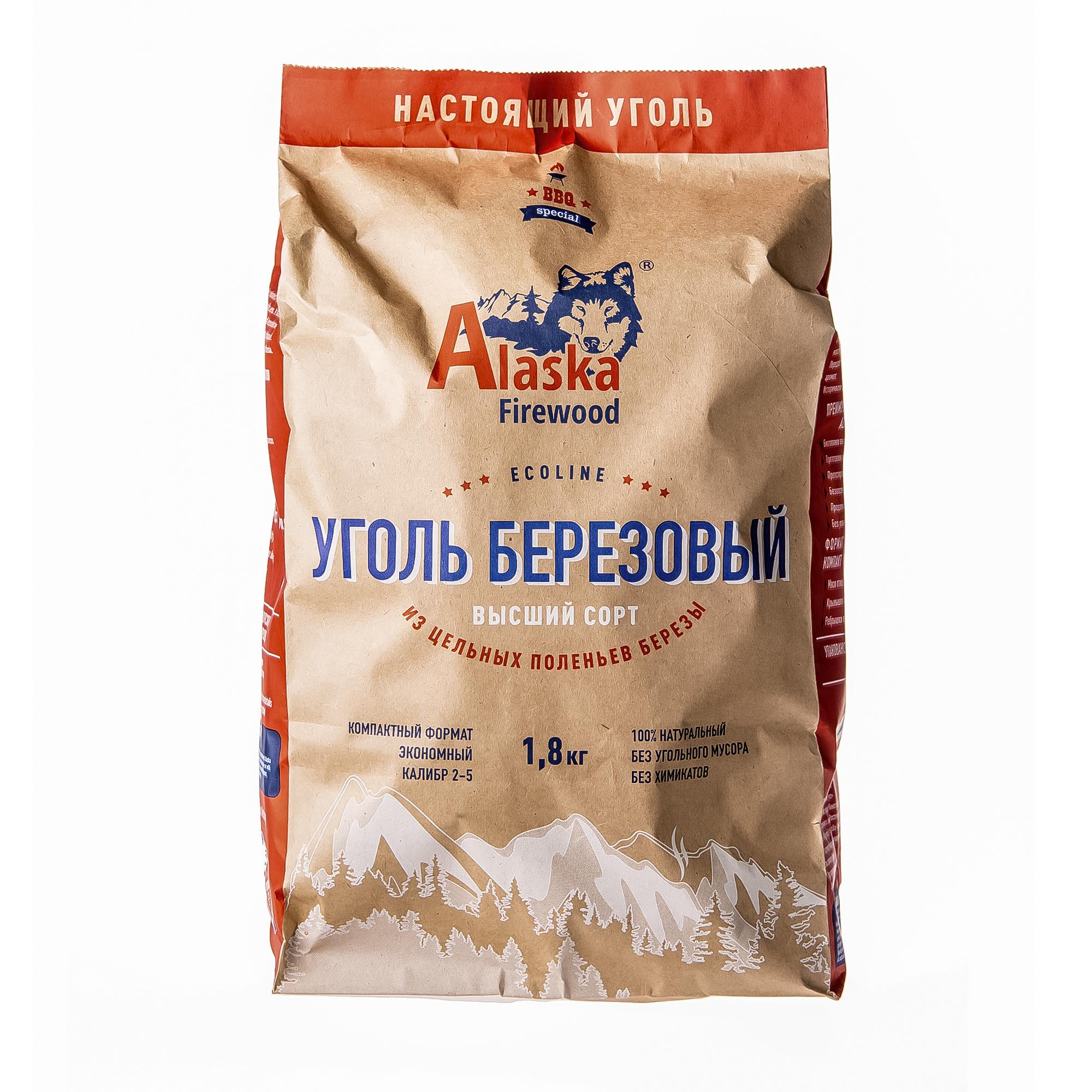 Уголь березовый Alaska firewood 1.8кг eco Вид№2