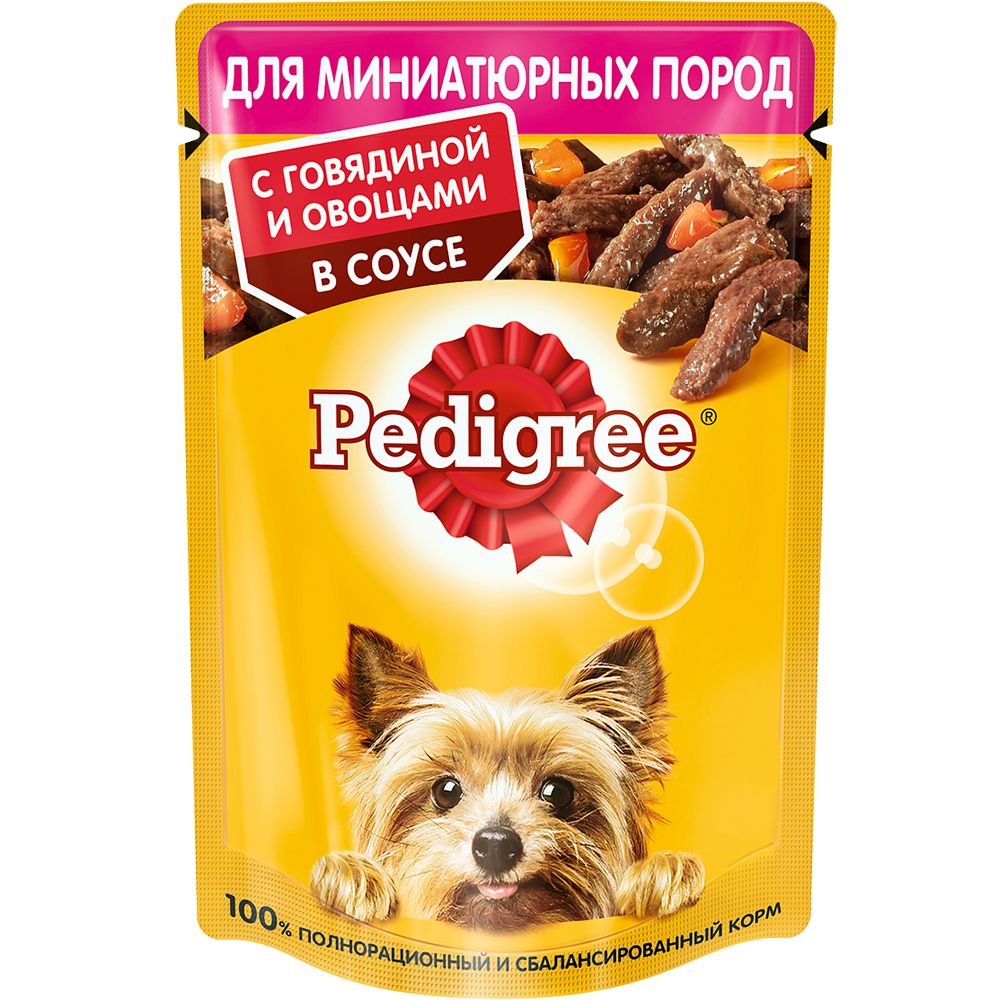 Корм для собак Pedigree для миниатюрных пород, говядина с овощами в соусе 85 г корм для взрослых собак миниатюрных пород pedigree с говядиной и овощами в соусе 85 г