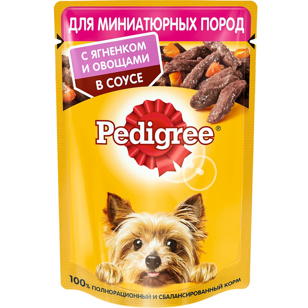 Корм для собак Pedigree для миниатюрных пород, ягненок с овощами в соусе 85 г корм для взрослых собак миниатюрных пород pedigree с ягнёнком и овощами в соусе 85 г