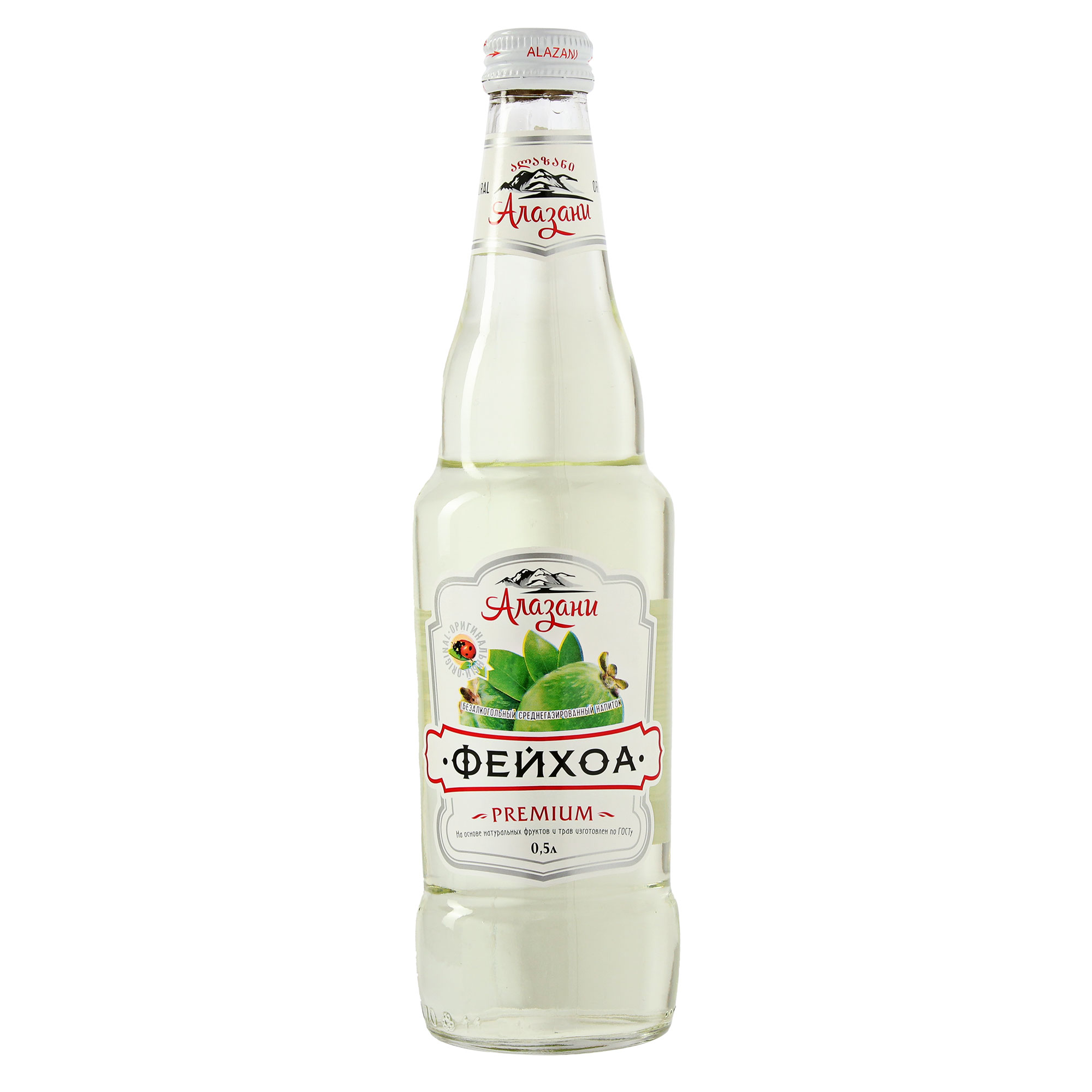 лимонад grani фейхоа 0 33 л Напиток газированный Алазани со вкусом фейхоа, 500 мл