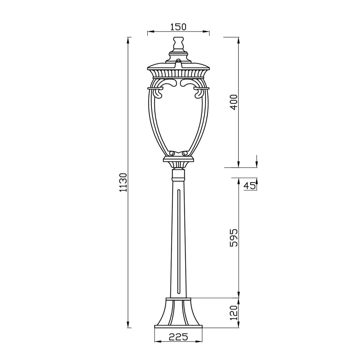 Фонарь уличный Maytoni Fleur O414FL-01GB1, цвет черный с золотом - фото 3