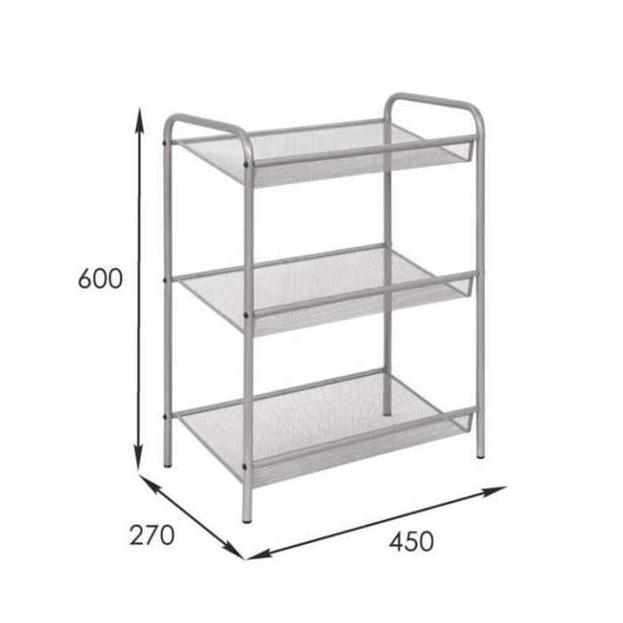 Подставка для обуви ЗМИ Женева 13, 3 полки сеточка, 45х27х60 см, металлик Вид№3