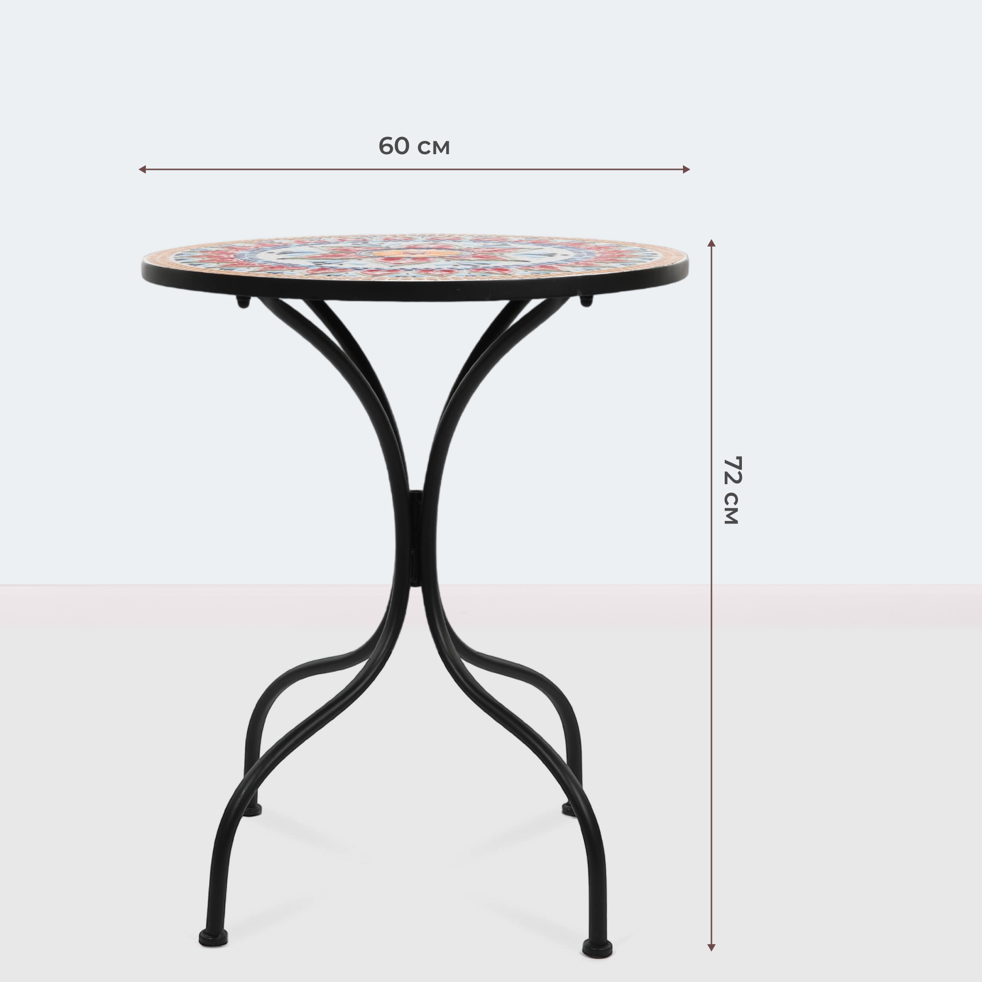 Декоративный стол Heng yu с мозаикой Мексика 60х60х72 см, цвет чёрный - фото 4