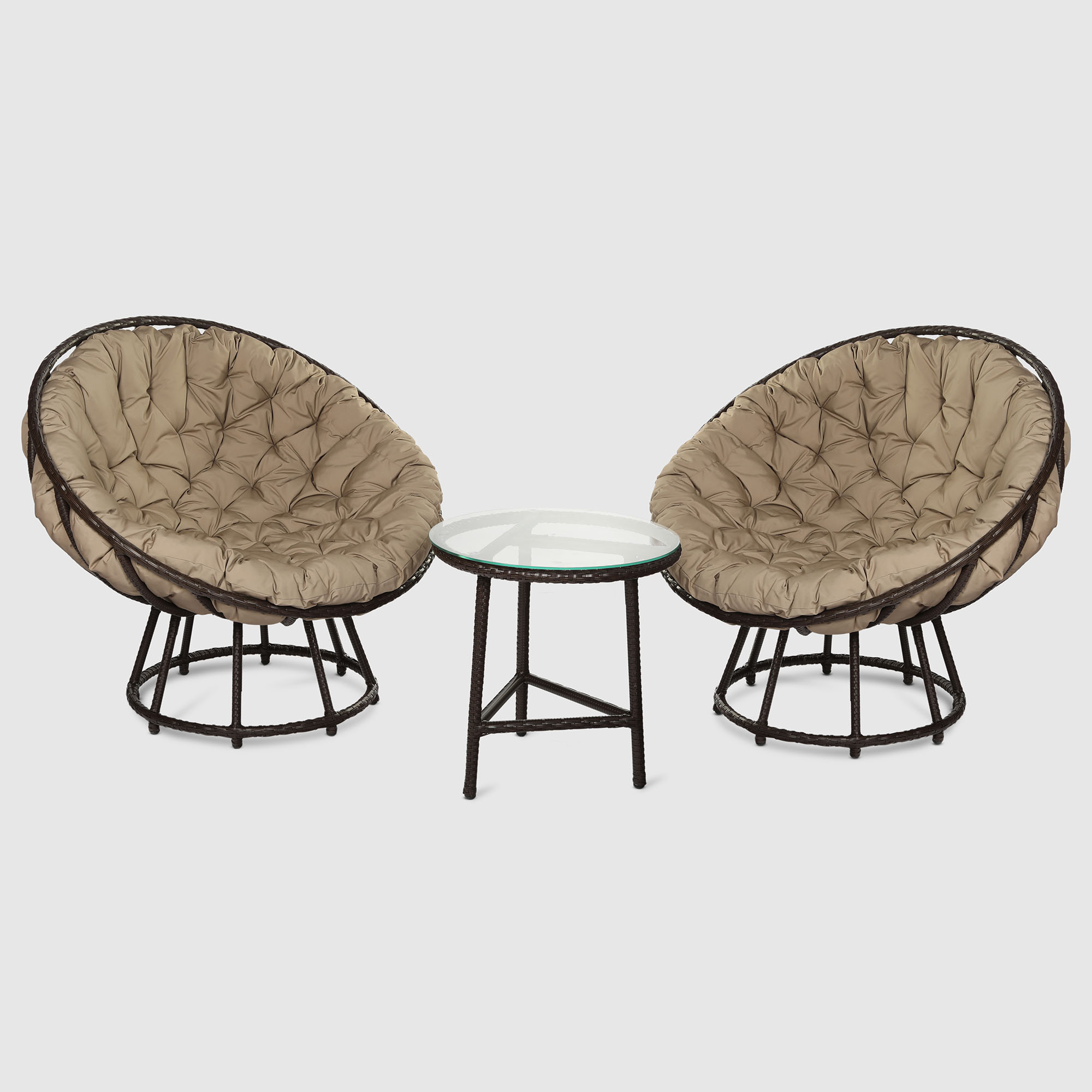 Комплект мебели Ns Rattan 3 предмета плетеное кресло папасан эко натуральный ротанг бежевый рогожка