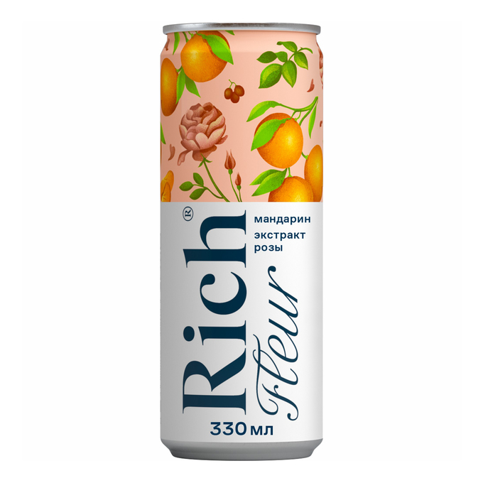 Напиток сокосодержащий Rich Fleur из винограда, лимонов и мандаринов с ароматом розы, 0.33 л жемчуг для ванны с ароматом лаванды 100 г