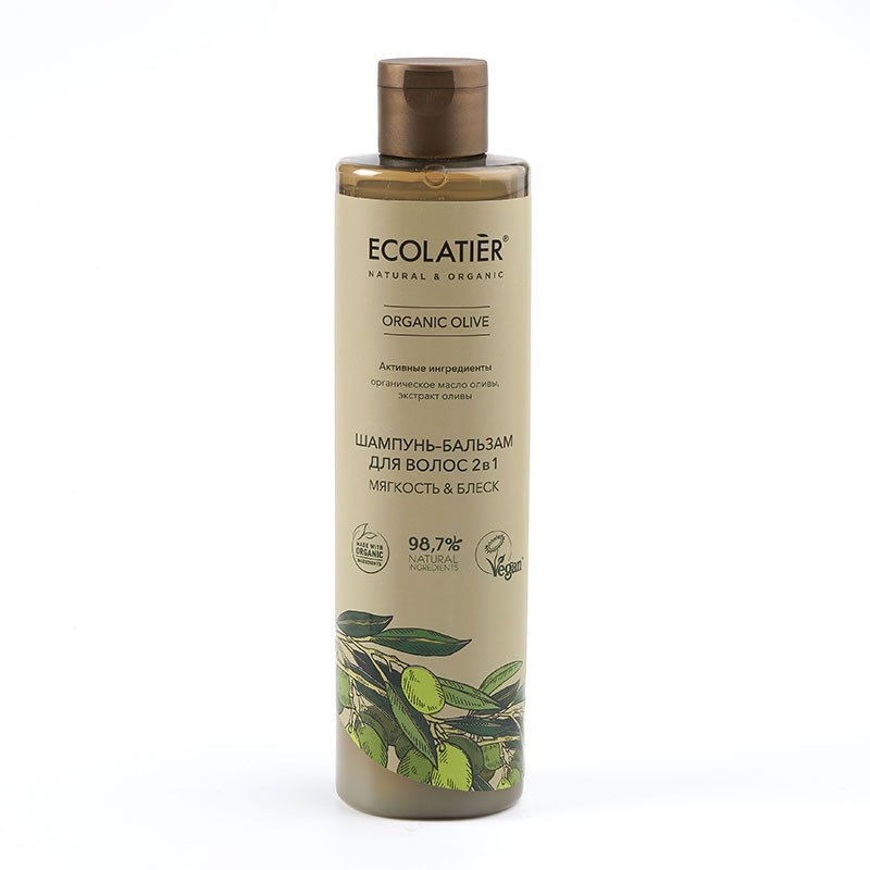 шампунь для волос organic guru olive oil увлажняющий 250 мл Шампунь-бальзам Ecolatier Olive для волос 2в1 350мл