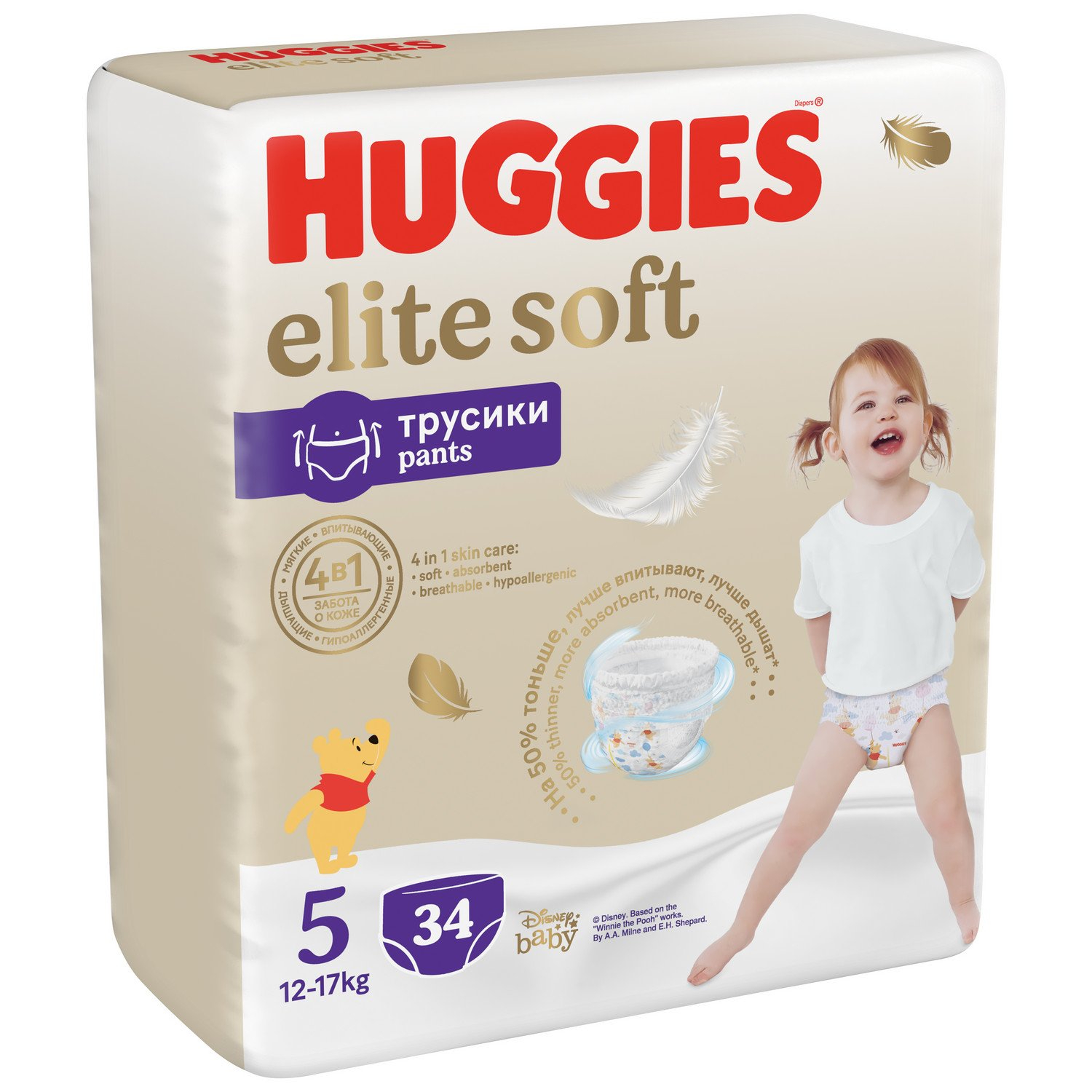 Подгузники-трусики Huggies Elite Soft 5 12-17 кг 34 шт