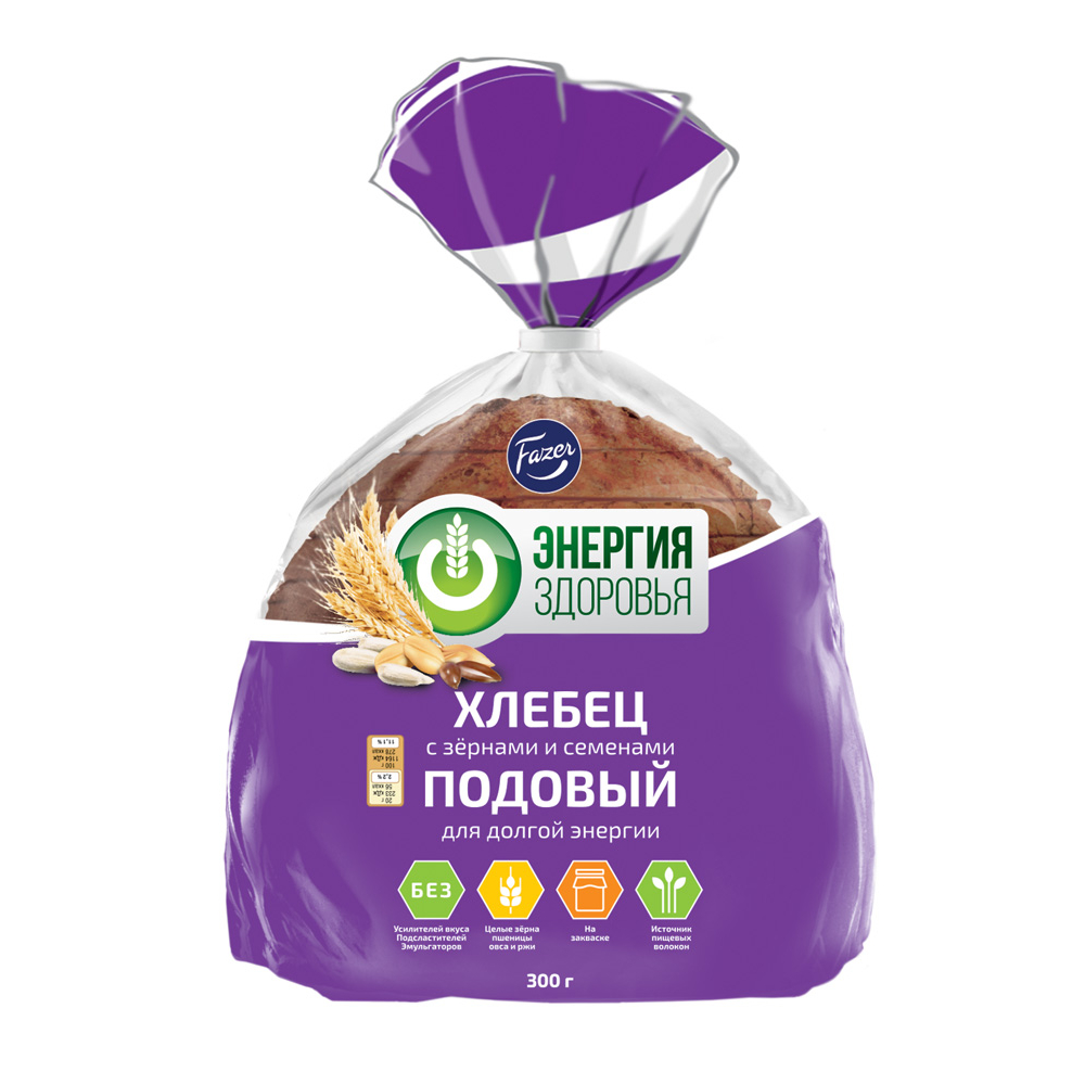 Хлеб Fazer Энергия Здоровья подовый с зернами и семенами, 300 г