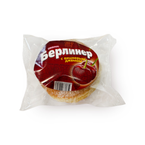 Пончики ХПП №1 Берлинер с вишневым джемом,70 г бурлящий пончик