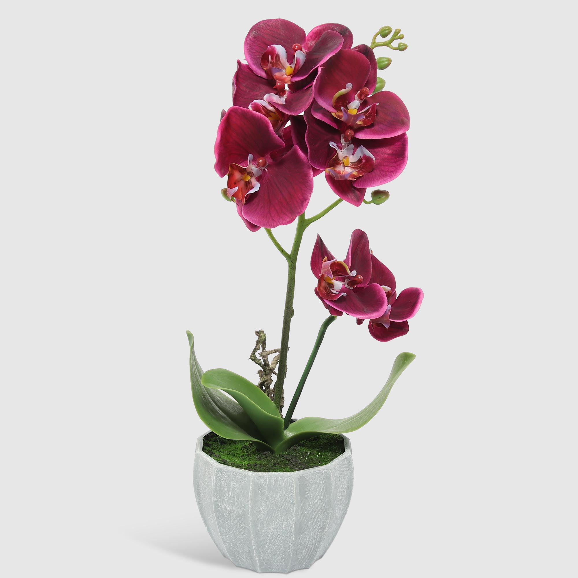 Цветок искусственный Fuzhou Light в горшке орхидея бордовая 40 см