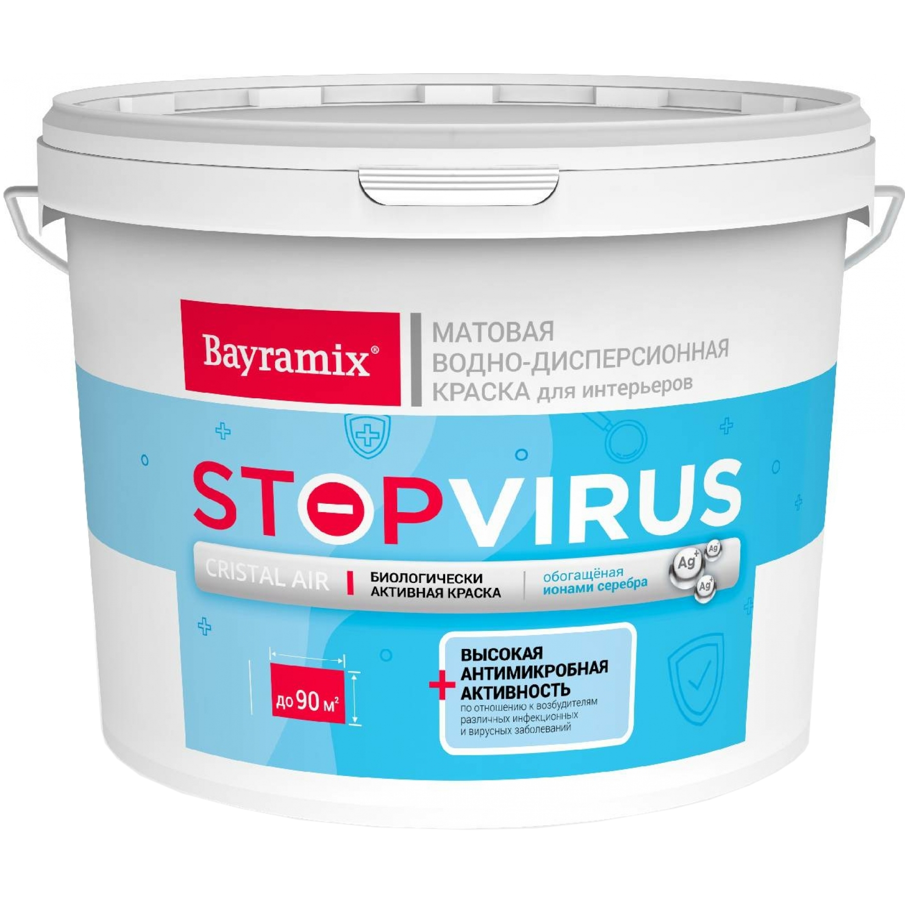 Краска Bayramix Cristal Air Stopvirus база А BCAS-090 13,2 кг/9 л краска фасадная bayramix ultra durable антивандальная 2 7 л белый