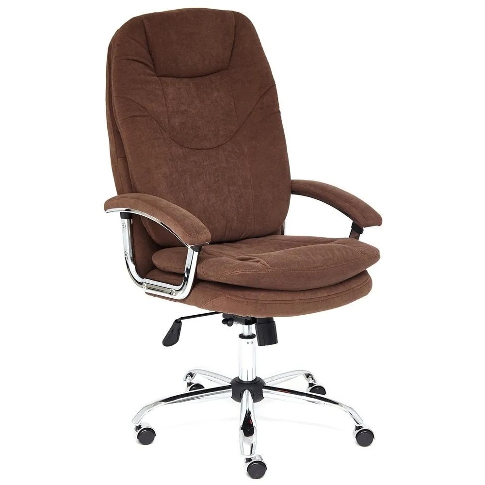 Кресло компьютерное TC Softy Lux флок коричневый, цвет серебристый