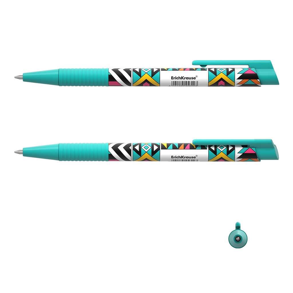 Ручка шариковая автоматическая Erich Krause ColorTouch Ornament синяя щётка расчёска двухсторонняя нескользящая ручка чёрно синяя 17 5 х 6 5 см