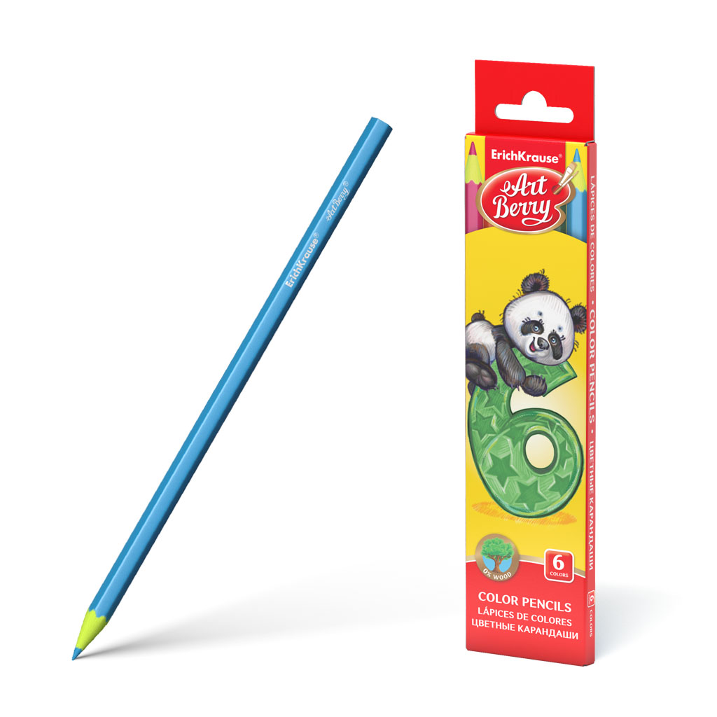 Пластиковые цветные карандаши шестигранные Artberry 6 цветов карандаши цветные 12 цветов в тубусе с точилкой маша и медведь