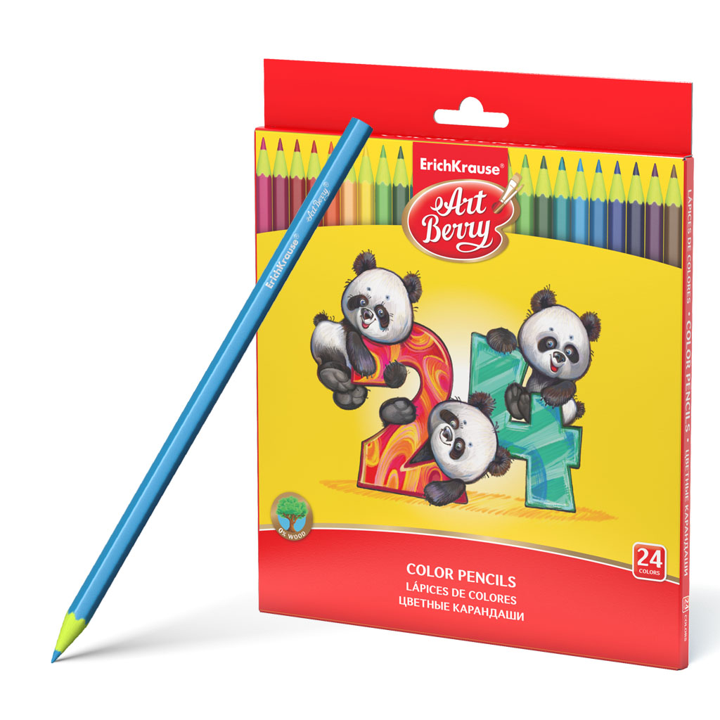 Пластиковые цветные карандаши шестигранные Artberry 24 цветов карандаши восковые 18 цветов в картонной коробе