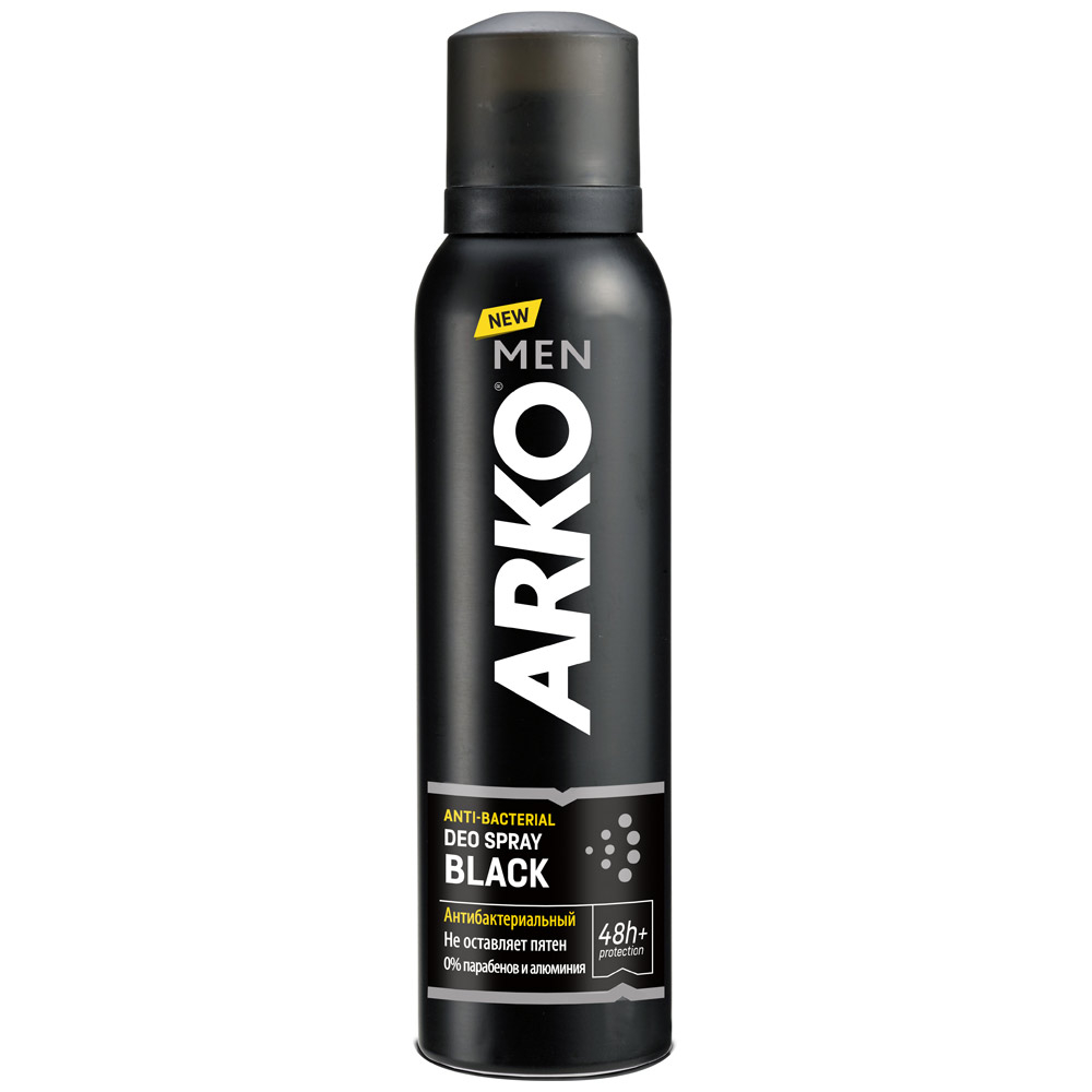 Антиперспирант Arko Men Black антибактериальный спрей, 150 мл дезодорант антиперспирант garnier эффект магния роликовый 50 мл