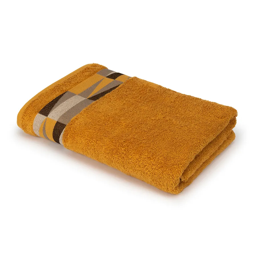 Махровое полотенце Cleanelly Triangoli горчичное 70[130 см