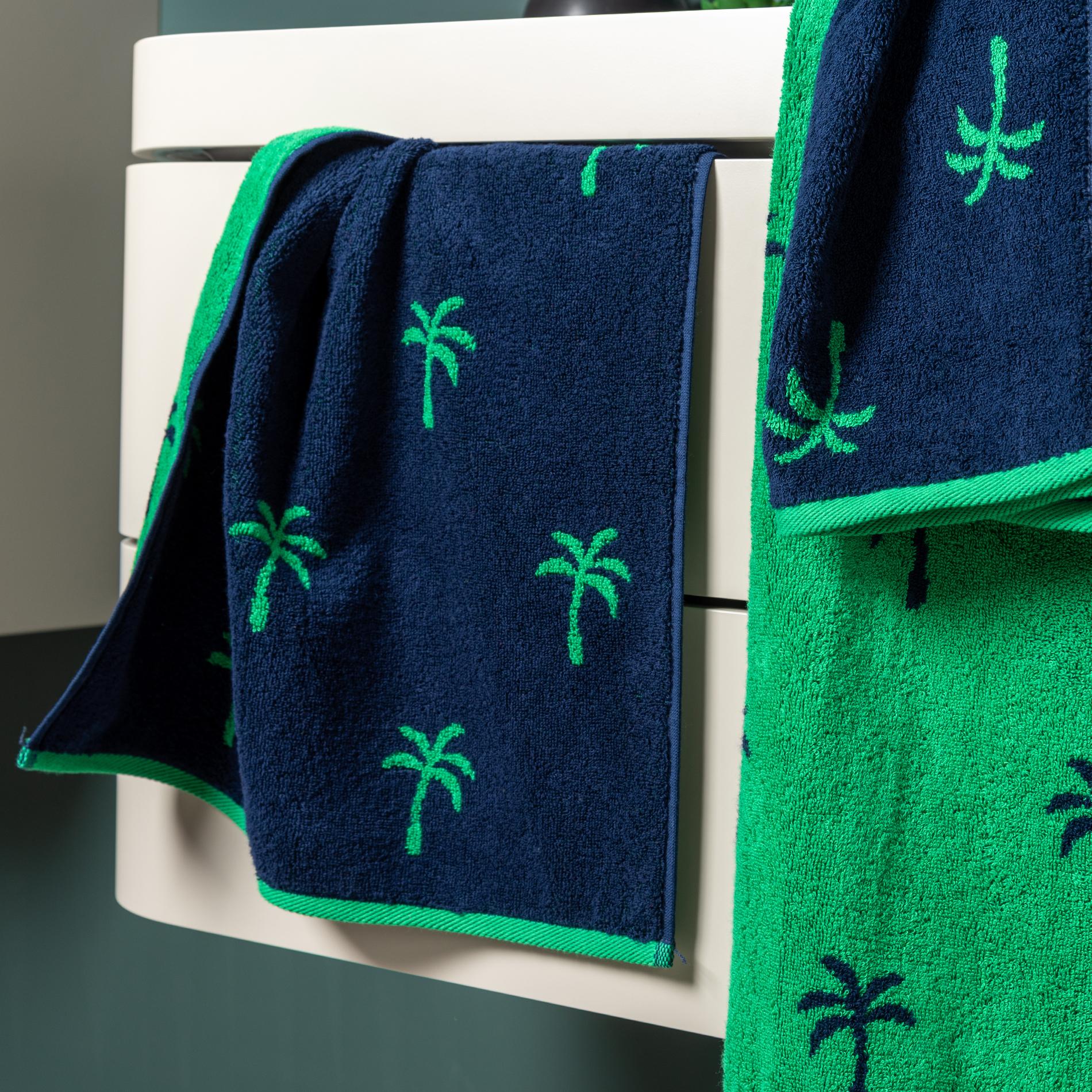 Махровое полотенце Cleanelly Palme зеленое с синем 70х130 см, цвет зелёный - фото 5