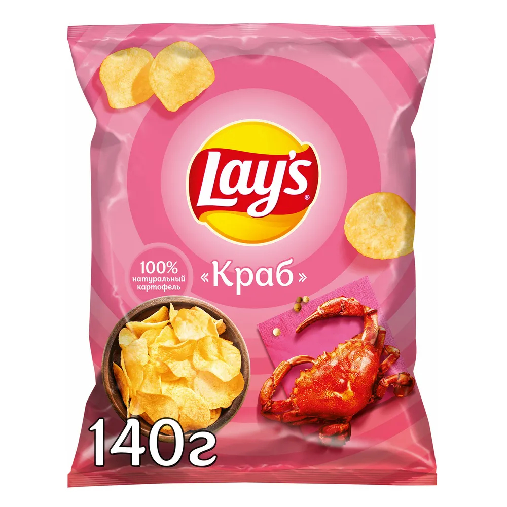 Чипсы картофельные Lays Краб 140 г чипсы картофельные lays с солью 140 г