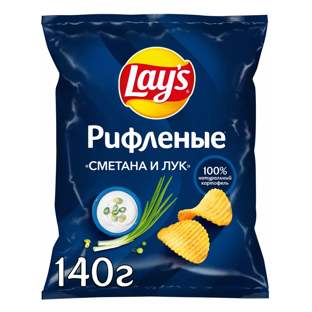 Чипсы картофельные Lays Сметана-Лук 140 г сметана ростагроэкспорт 15% бзмж 320 гр