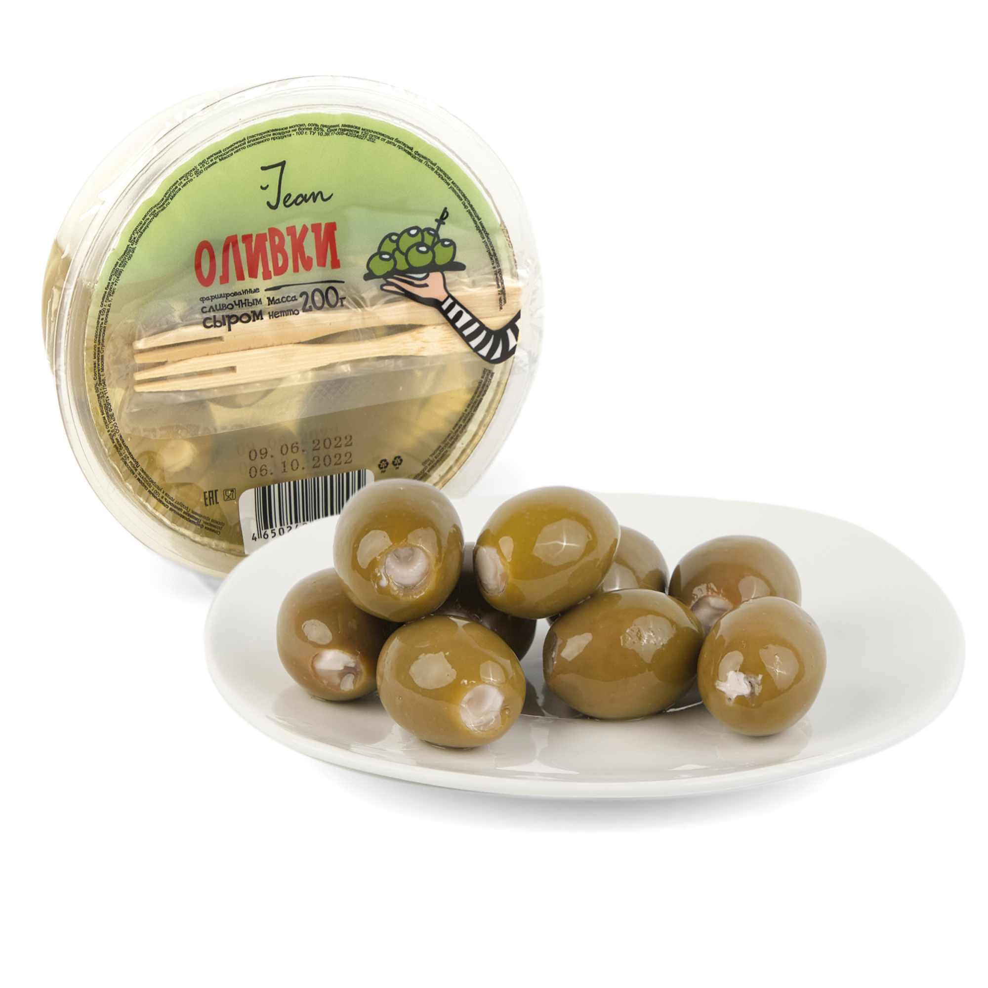 Фаршированные оливки Jean сливочным сыром, 200 г оливки ellenika фаршированные сливочным сыром в масле 130 г