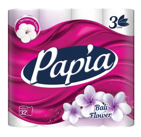 Туалетная бумага Papia Балийский цветок 3 слоя 32 рулона туалетная бумага мягкий знак kleo 3х слойная 12 шт в уп