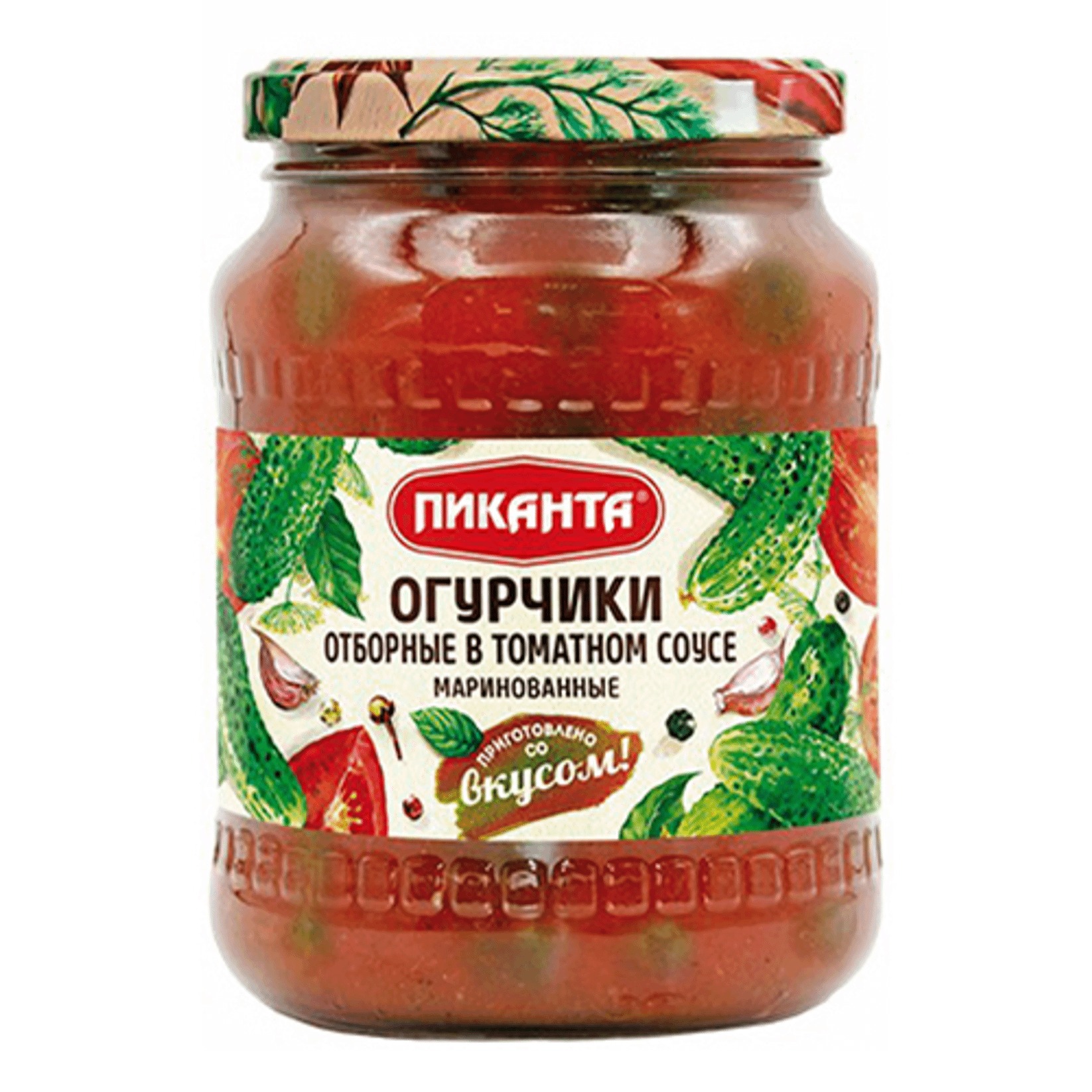Огурчики Пиканта маринованные в томатном соусе, 700 г килька балтийская знаток прод по мексикански в томатном соусе 240 г