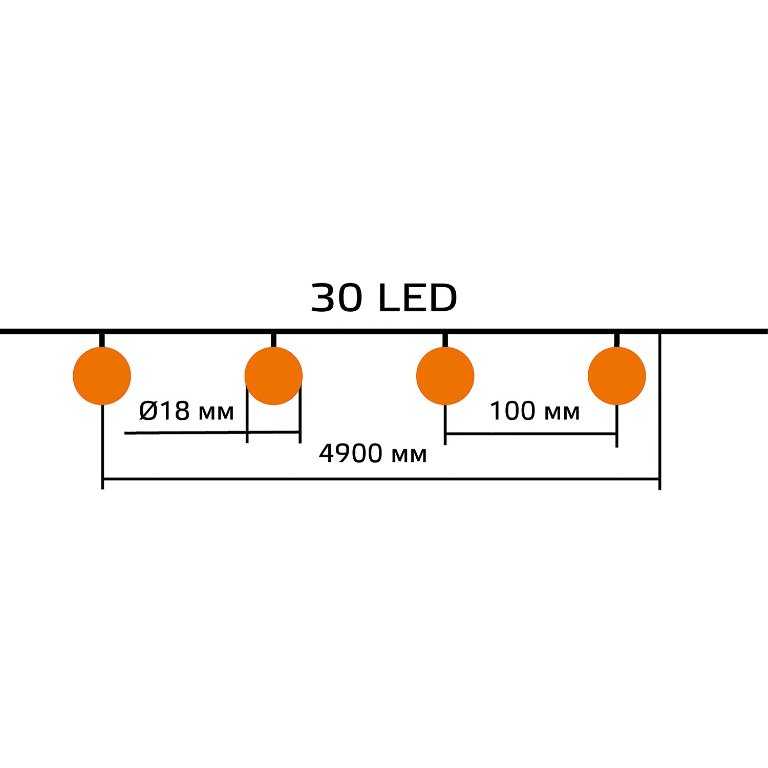 Гирлянда садовая на солнечной батарее Gauss 30 LED шары белый свет 4,9 м Вид№4