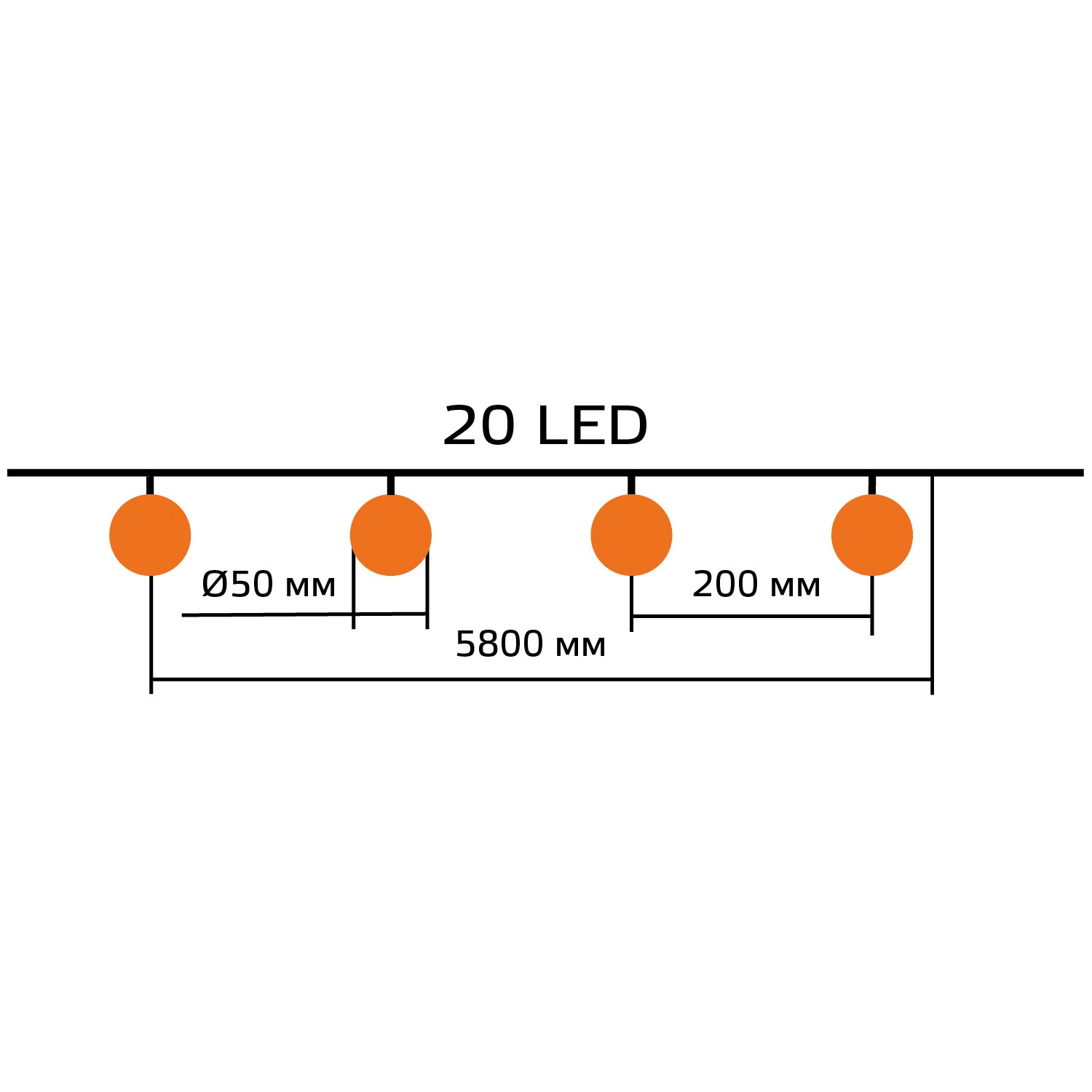 Гирлянда садовая на солнечной батарее Gauss 20 LED большие шары белый свет 5,8 м Вид№4