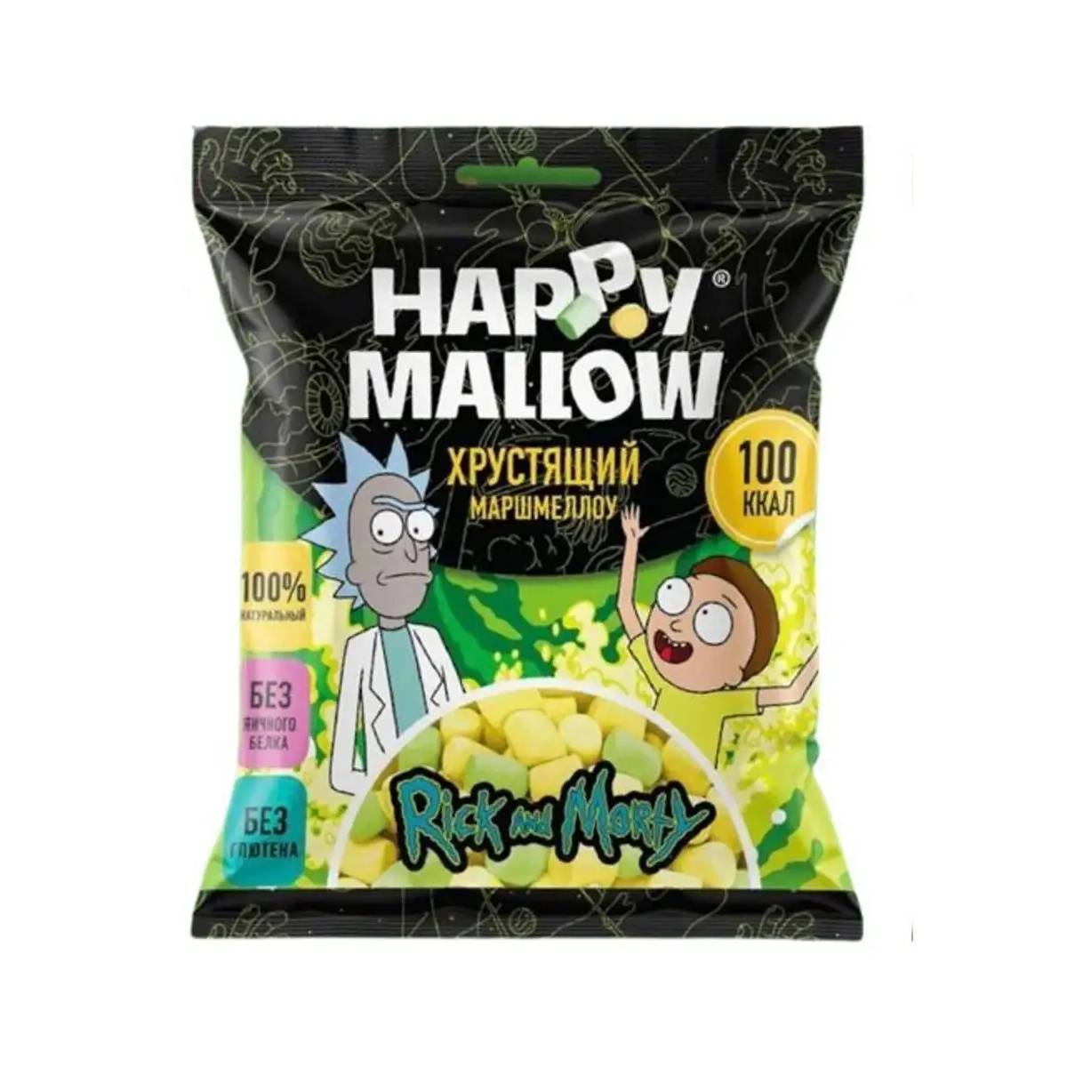 Маршмеллоу хрустящий Happy Mallow Rick And Morty, 30 г сироп продуктовая аптека без сахара ананас 250 мл