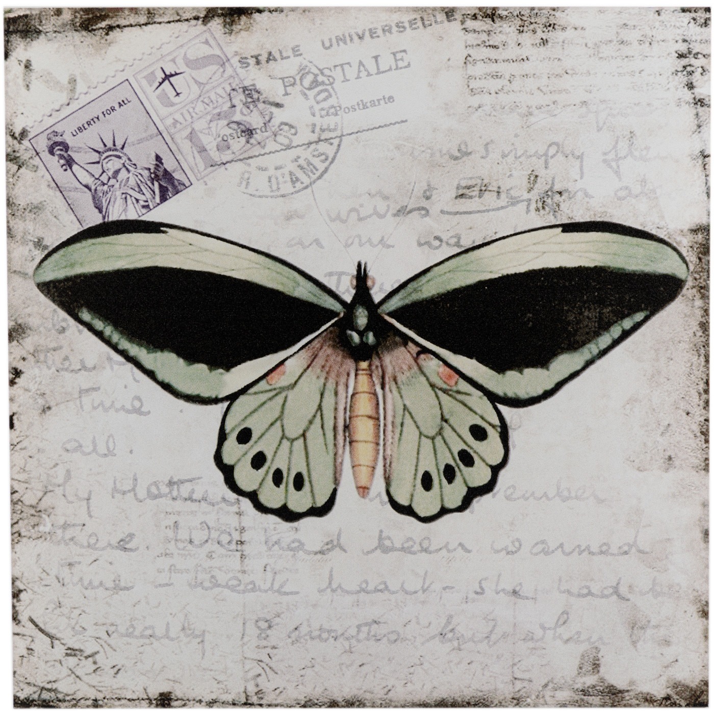 Панно настенное Glasar бабочка зелёная 31х1х31 см
