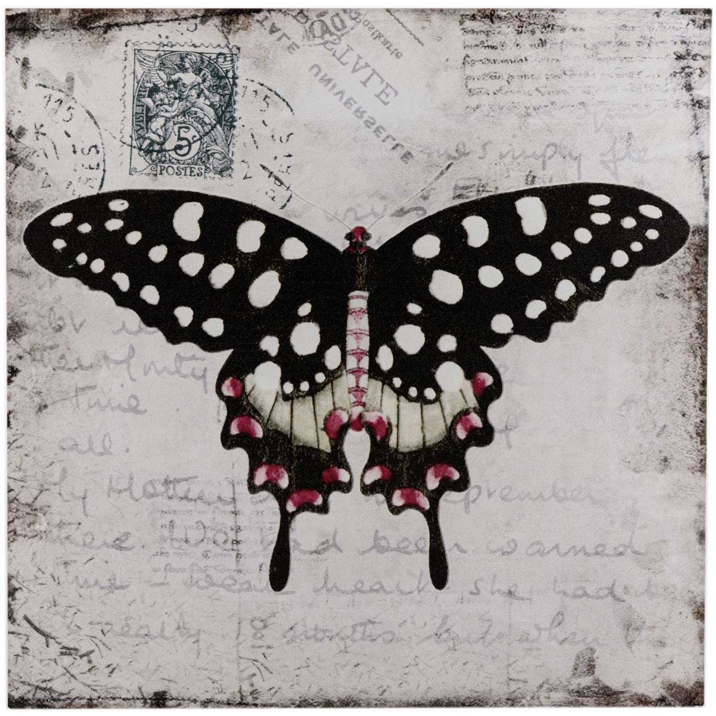 Панно настенное Glasar бабочка в пятнах 31х1х31 см, цвет мультиколор - фото 1