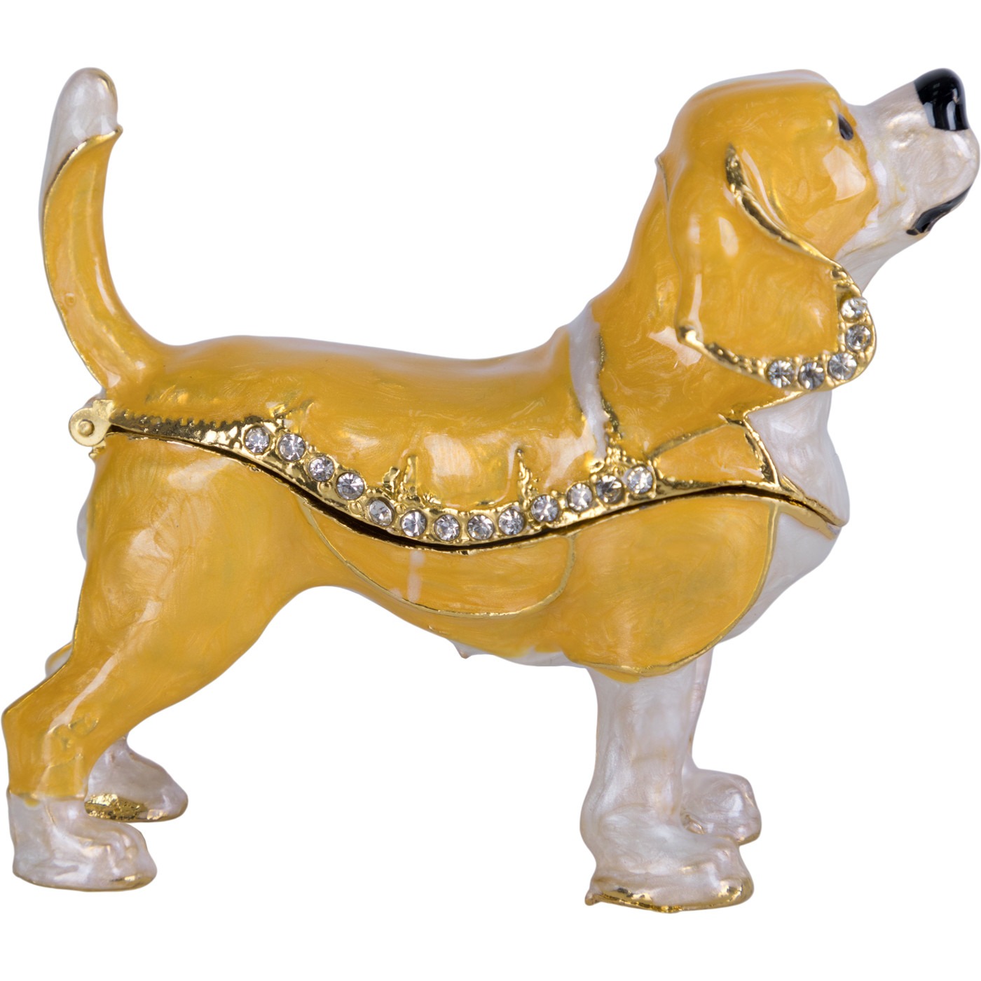 фото Шкатулка glasar со стразами собачка жёлтая 7х2х6 см