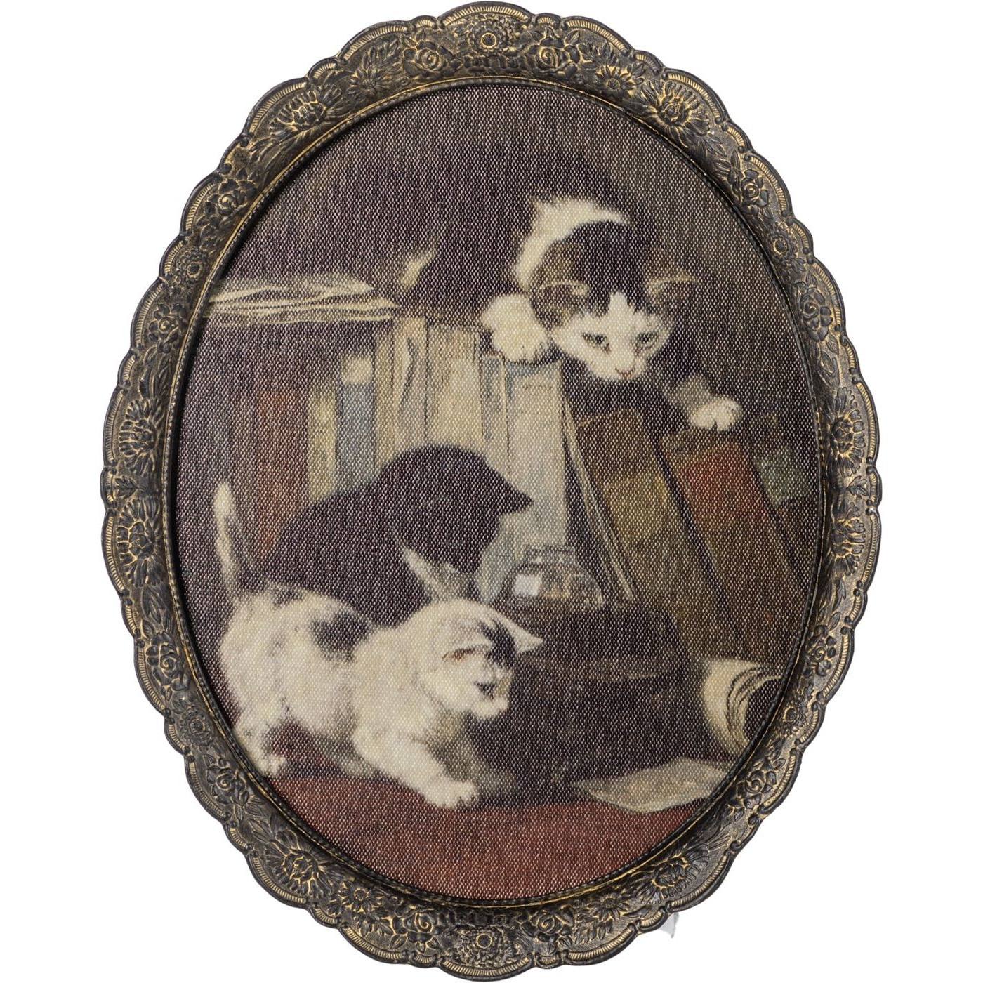 Картина в раме Glasar кошка и два котёнка 23х2х29 см