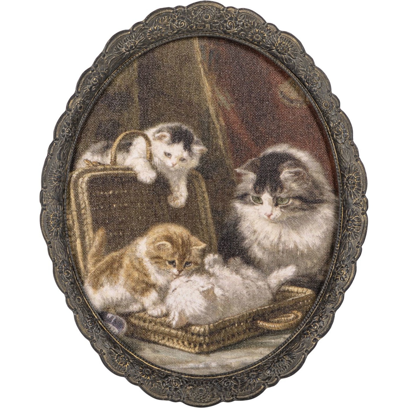 Картина в раме Glasar кошка и котята 23х2х29 см картина glasar в овальной позолоченной раме птица 23x2x28 см
