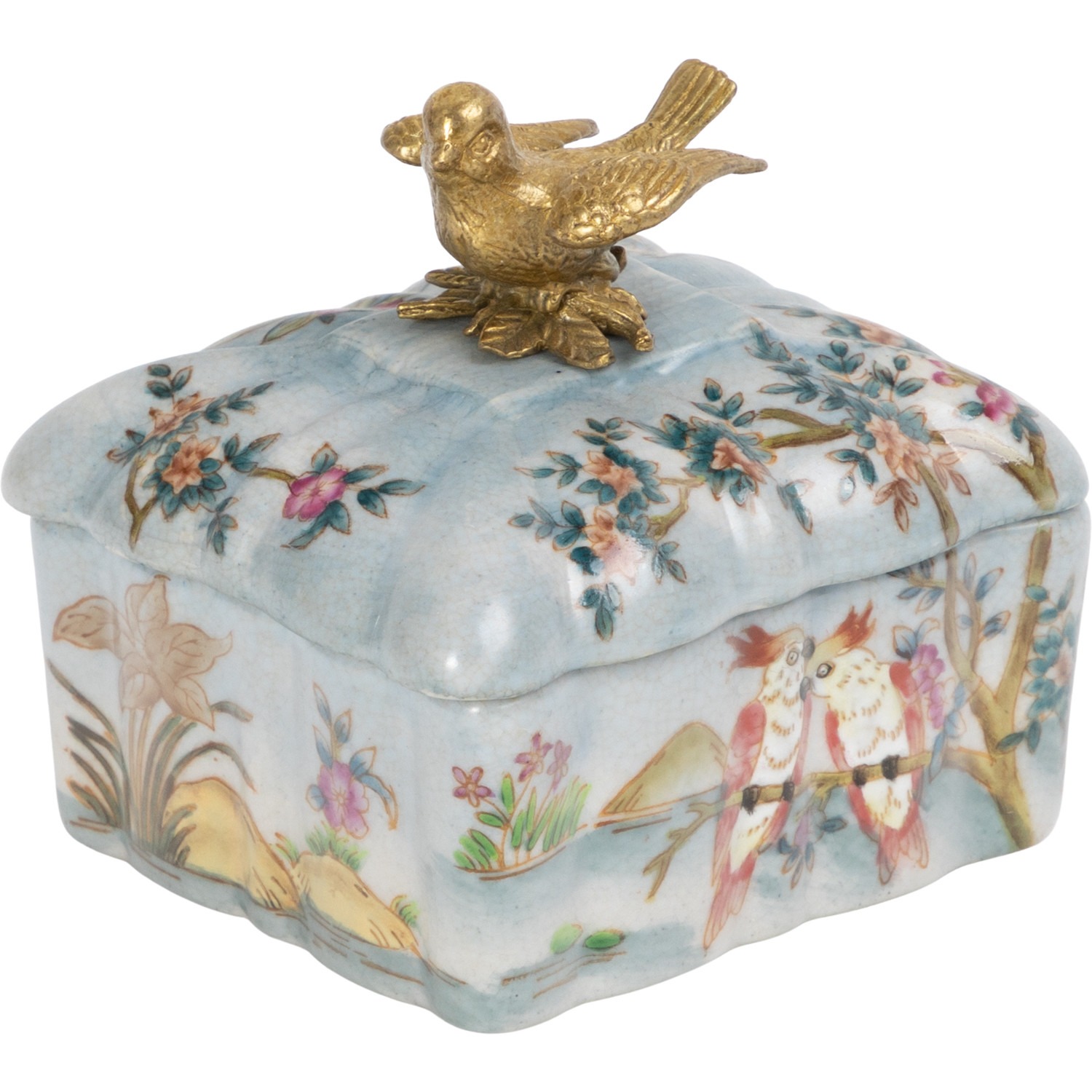 Шкатулка Glasar с птичкой и попугаями 10х9х11 см компактная шкатулка для ювелирных изделий beroma