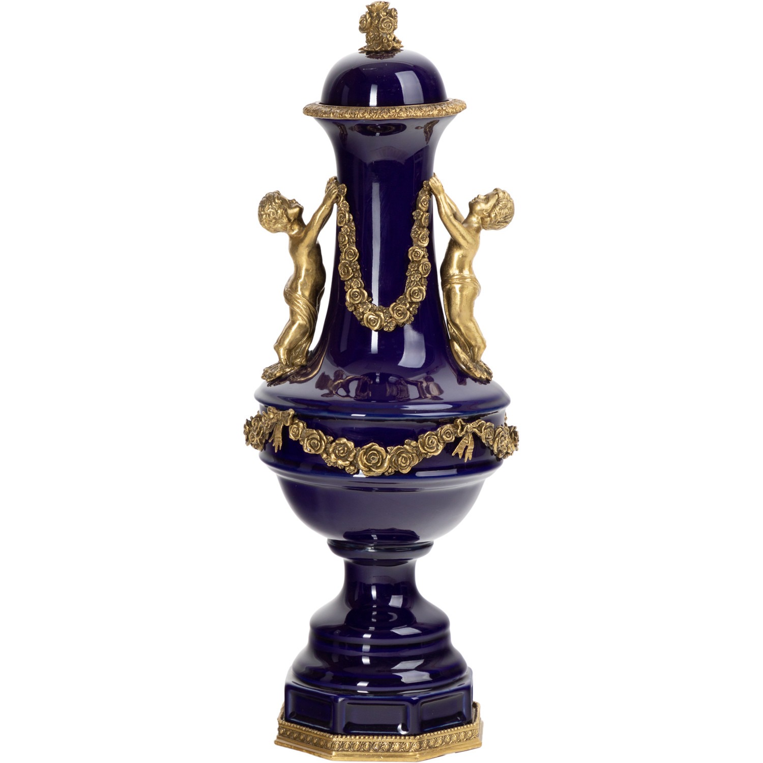 Ваза с крышкой Glasar 19х19х51 см ваза фарфоровая с бронзой 25х25х33 см wah luen handicraft