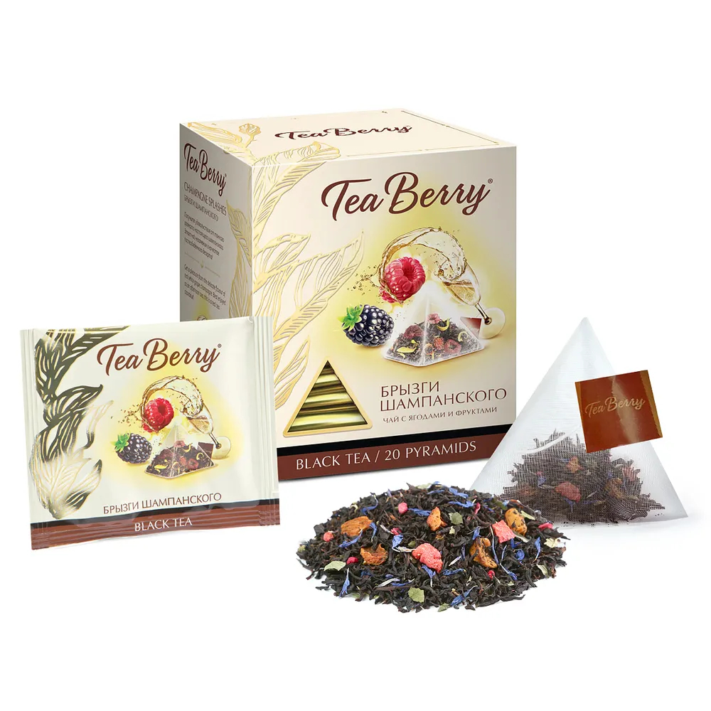 Чай черный TeaBerry Брызги шампанского 20 пакетиков, 34 г чай teaberry ассам для заварочного чайника 10 фильтр пакетиков