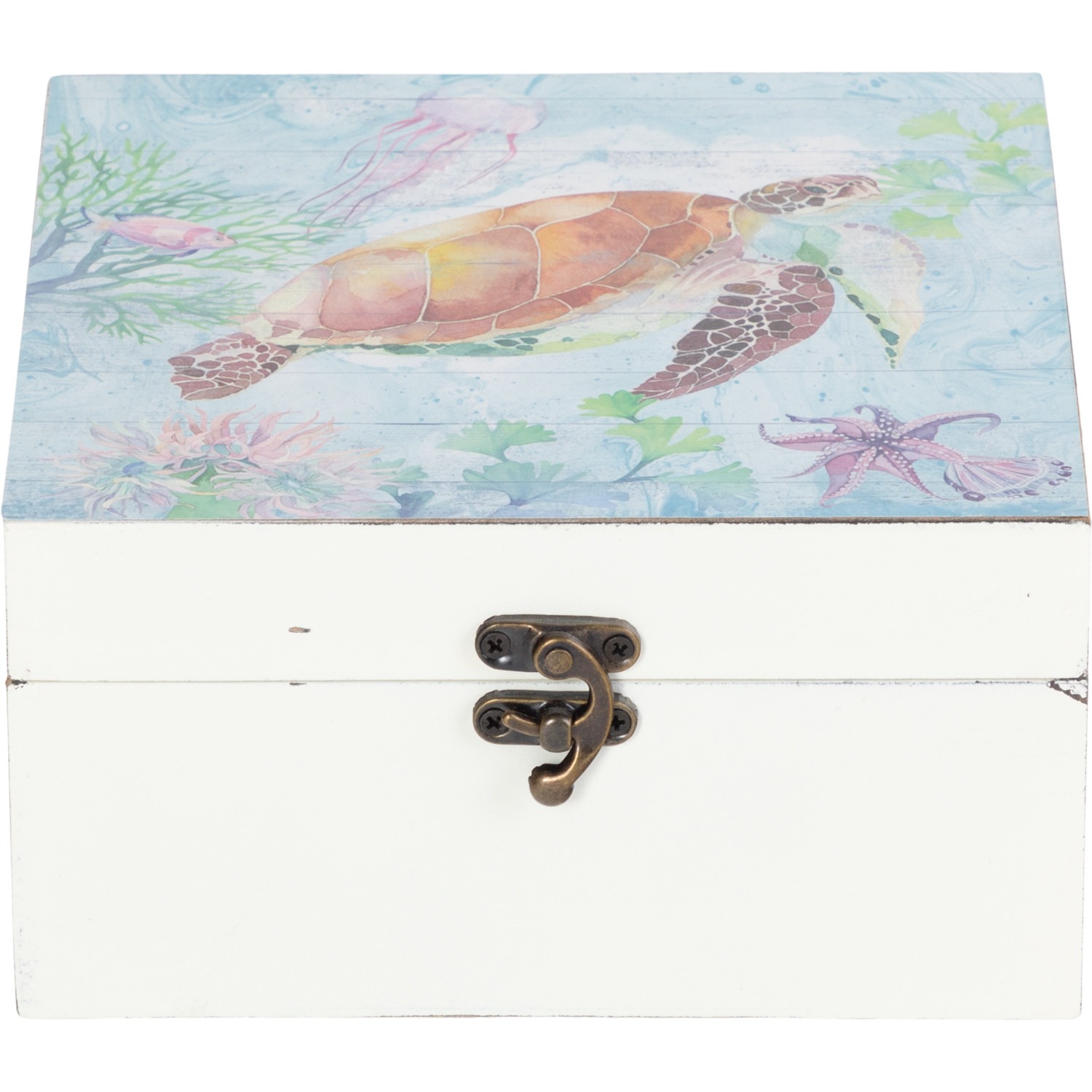 Шкатулка Glasar с черепахой 18х19х9,3 см, цвет белый