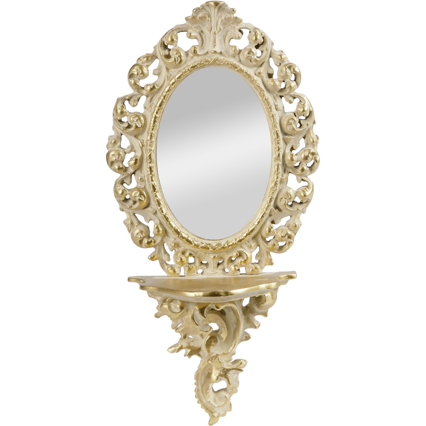 Зеркало настенное Glasar с полочкой светлое золото 18х9х35 см зеркало настенное glasar розовое 19х3х40 см