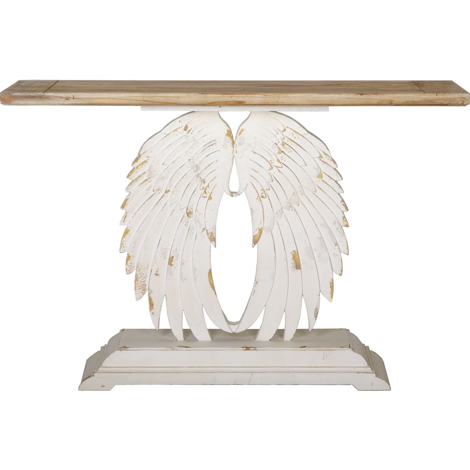 Консоль приставная Glasar крылья 148х40х98 см, цвет белый, светлое дерево - фото 1