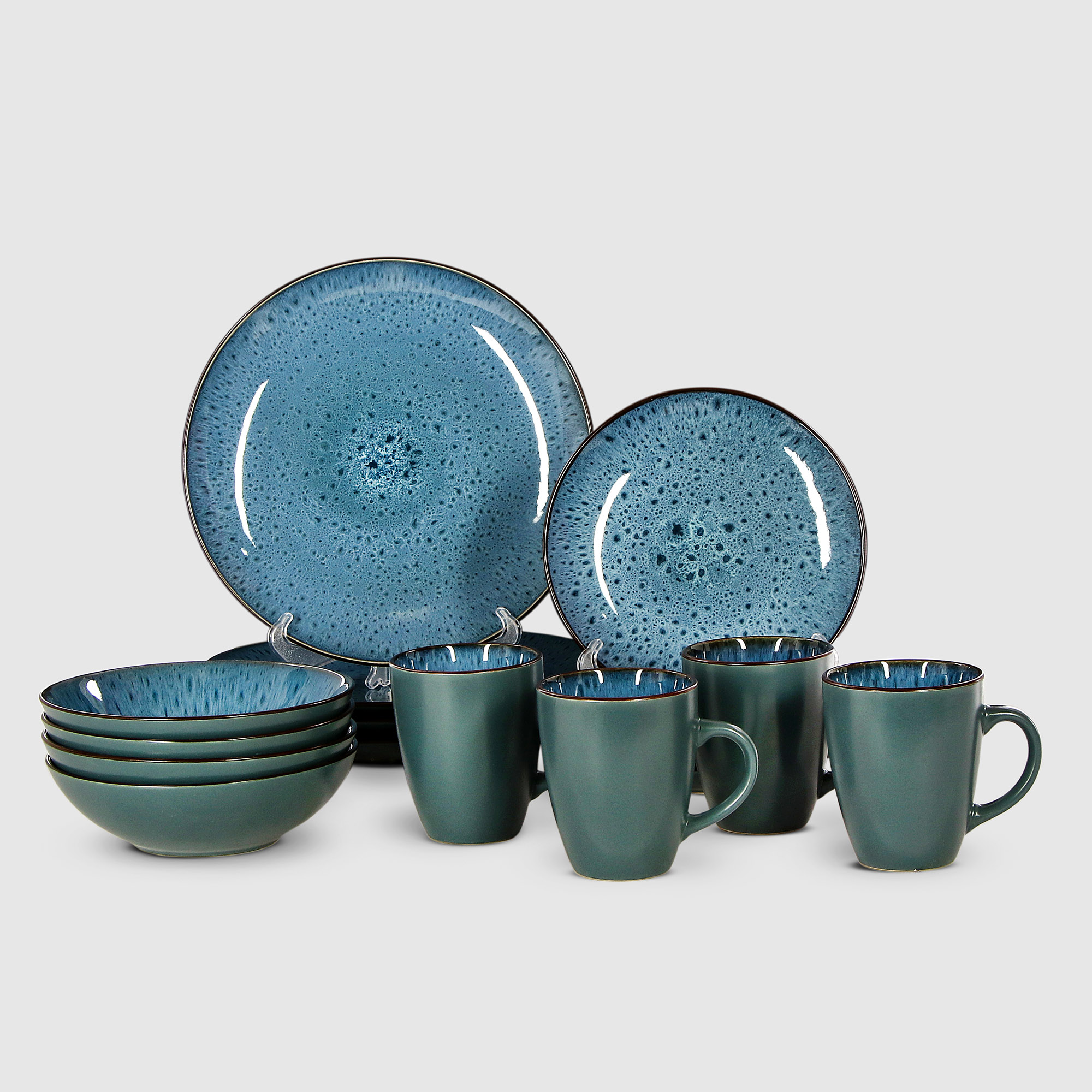 Набор столовый Meibo 16 предметов синий керамика - фото 1