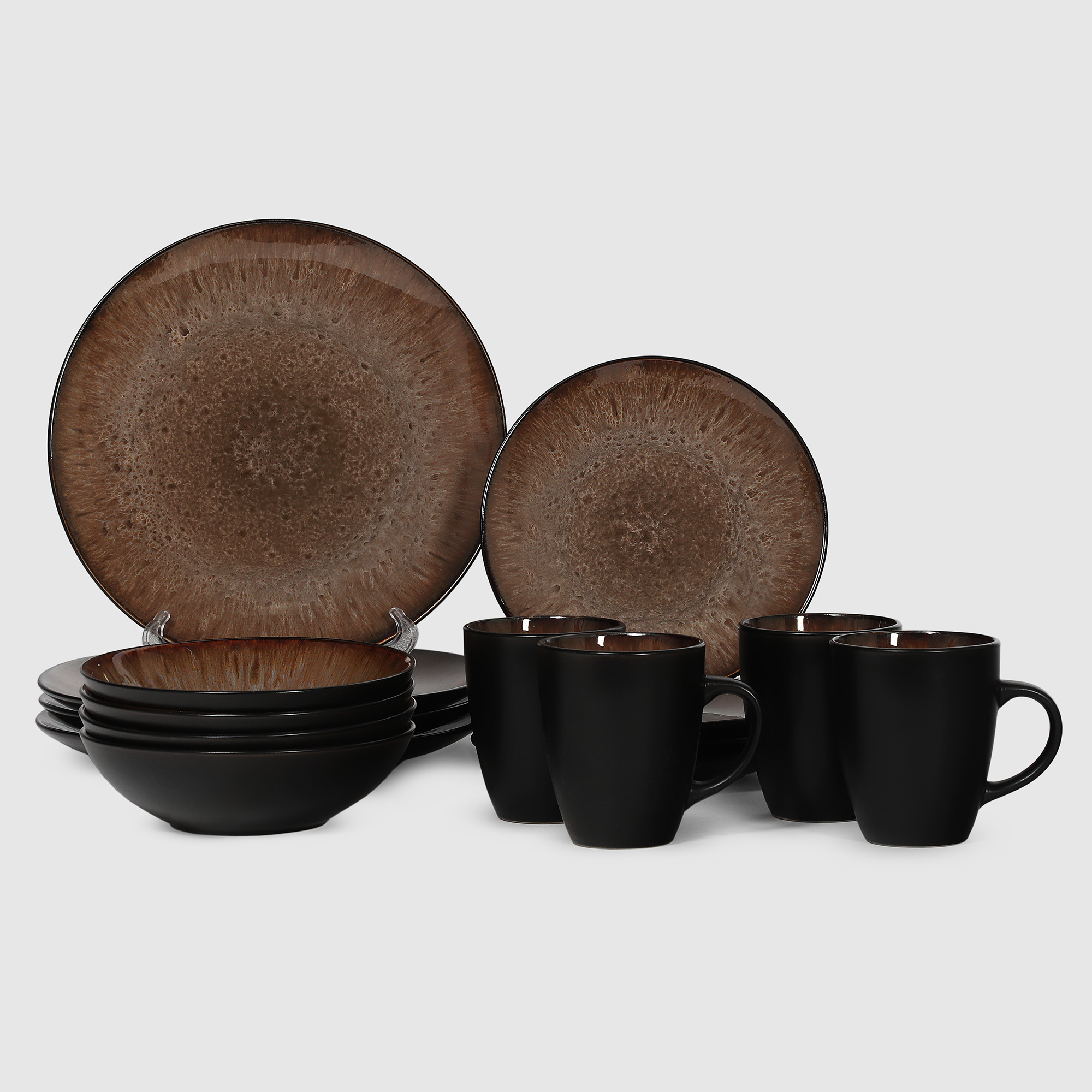 Набор столовый Meibo 16 предметов коричневый керамика ошейник комбинированный кожа брезент 69 х 3 6 см ош 45 60 см коричневый